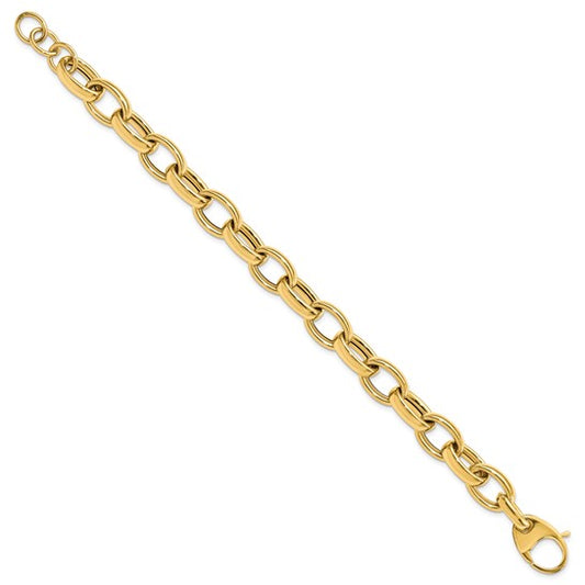 14KT Yellow Gold Polished Fancy Link 8in w/.5 ext. Bracelet