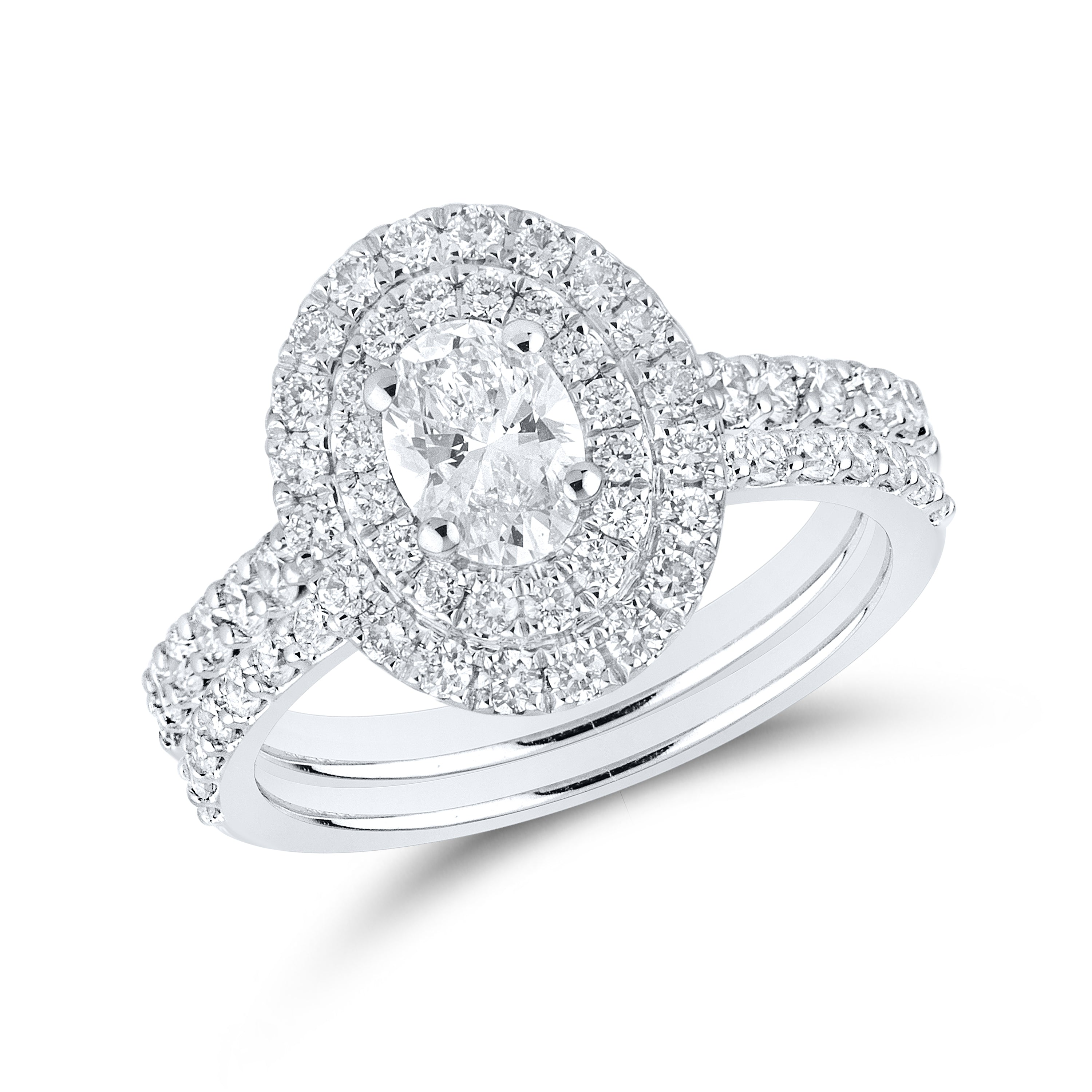 14KT WHITE GOLD 1.67 CTW LAB DIAMOND BRIDAL SET