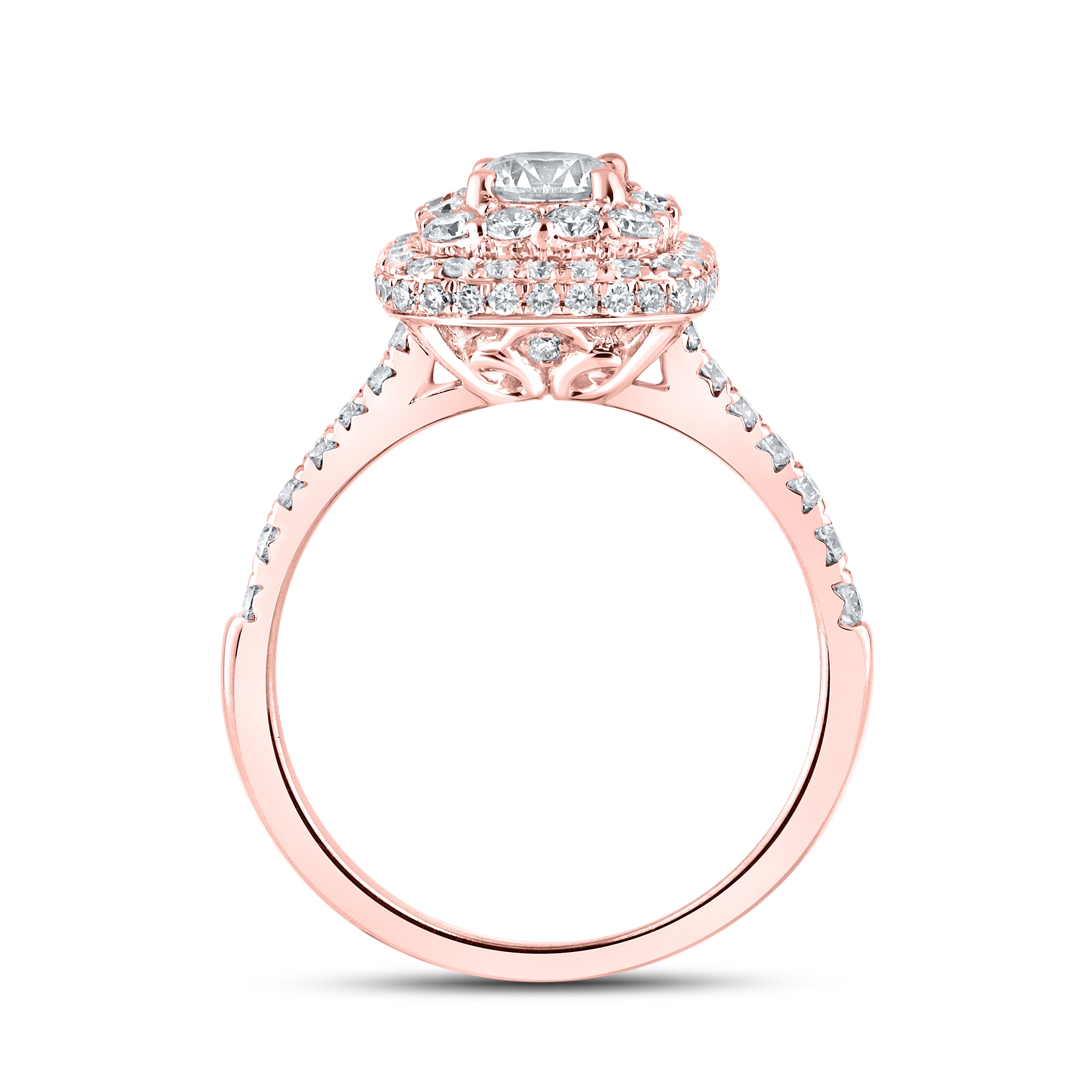 14KT ROSE GOLD LAB DIAMOND BRIDAL SET RING 1.54 CTW