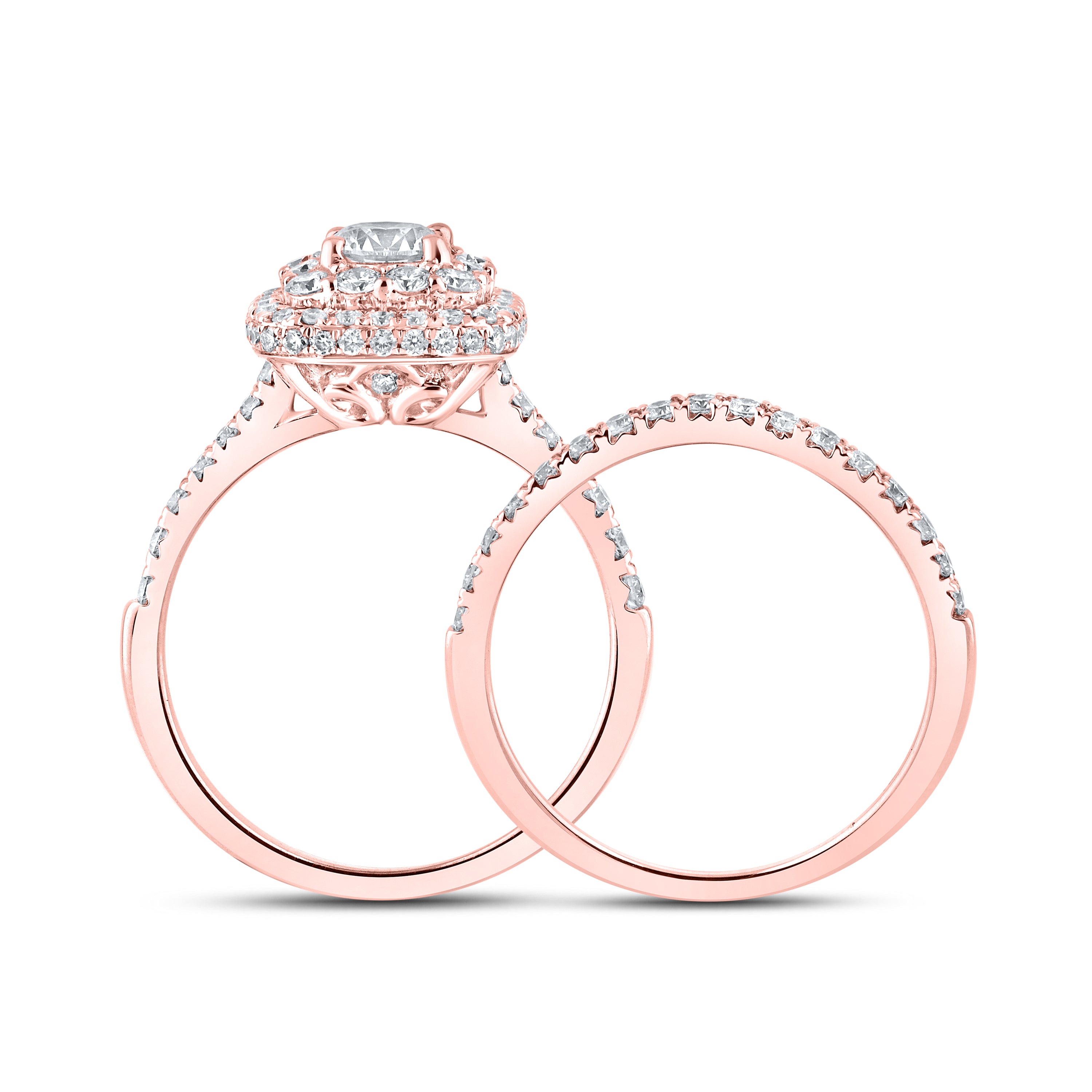 14KT ROSE GOLD LAB DIAMOND BRIDAL SET RING 1.54 CTW
