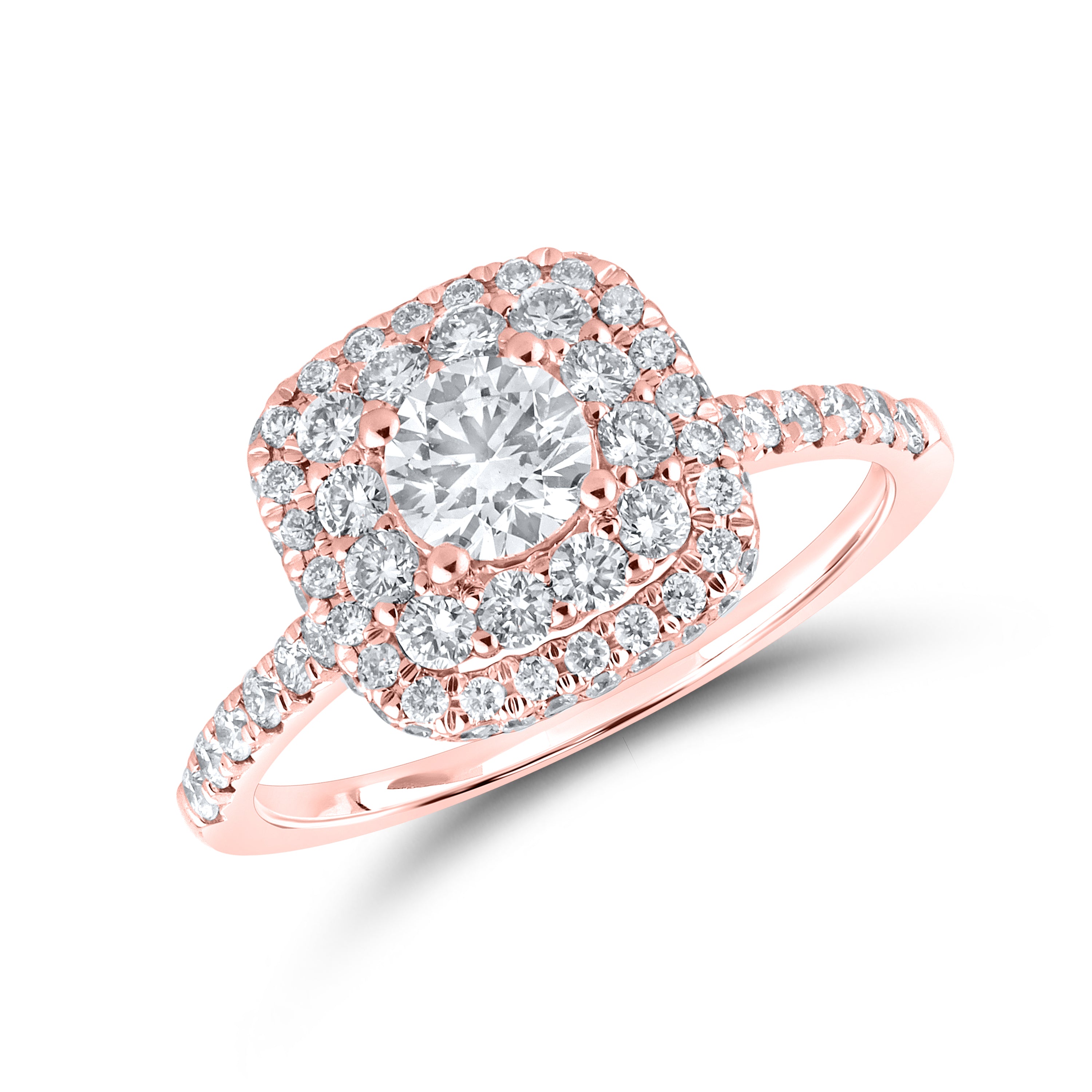14KT ROSE GOLD LAB DIAMOND BRIDAL SET RING 1.54 CTW