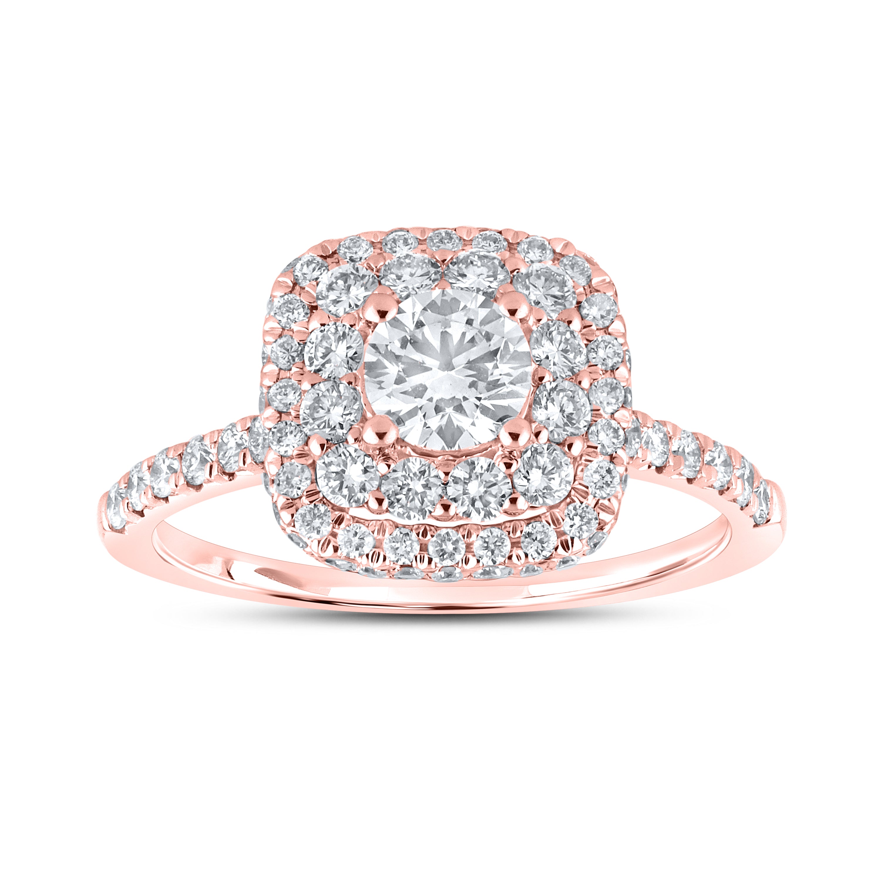 14KT ROSE GOLD LAB DIAMOND BRIDAL SET RING 1.54 CTW