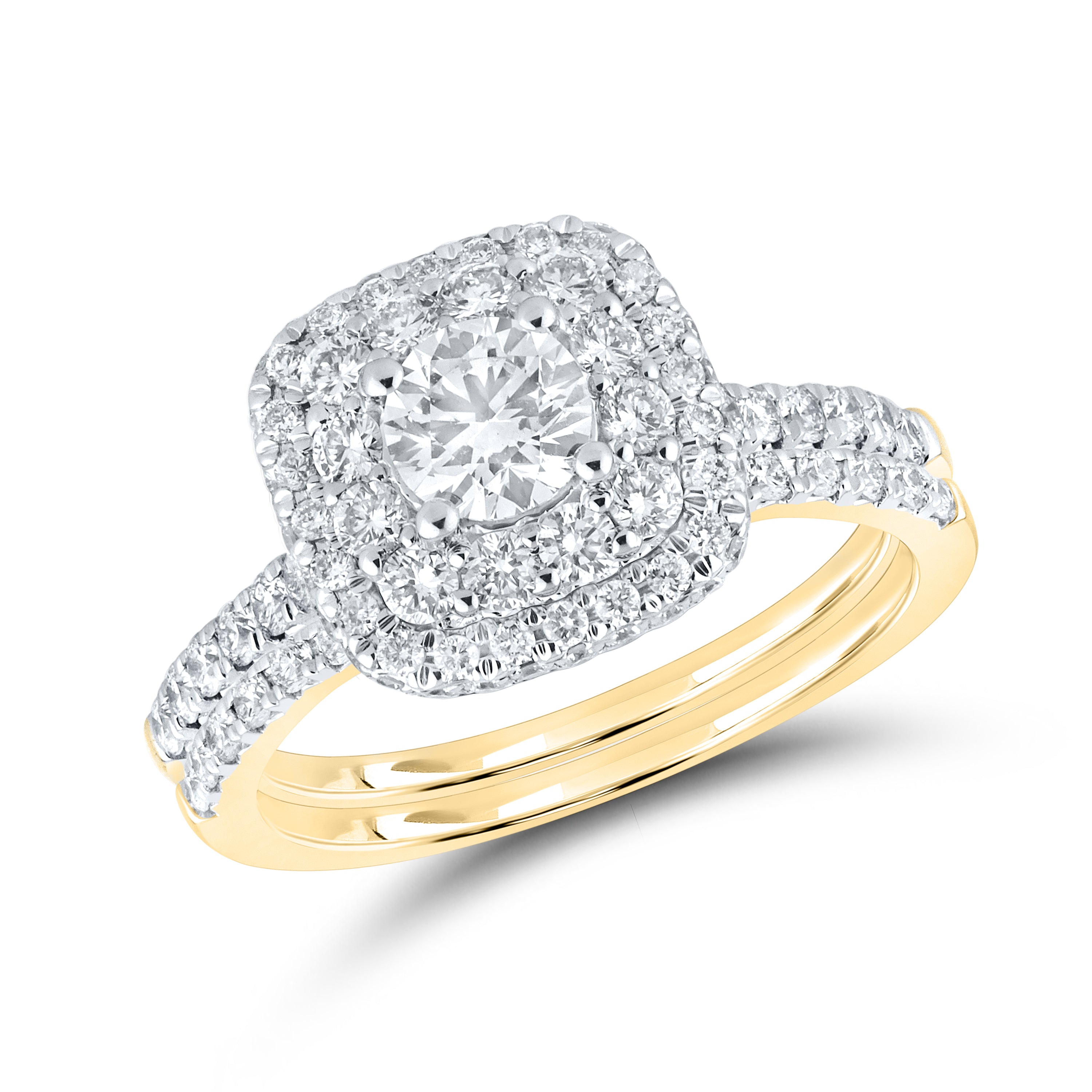 10KT YELLOW GOLD 1.54 CTW LAB DIAMOND BRIDAL RING SET