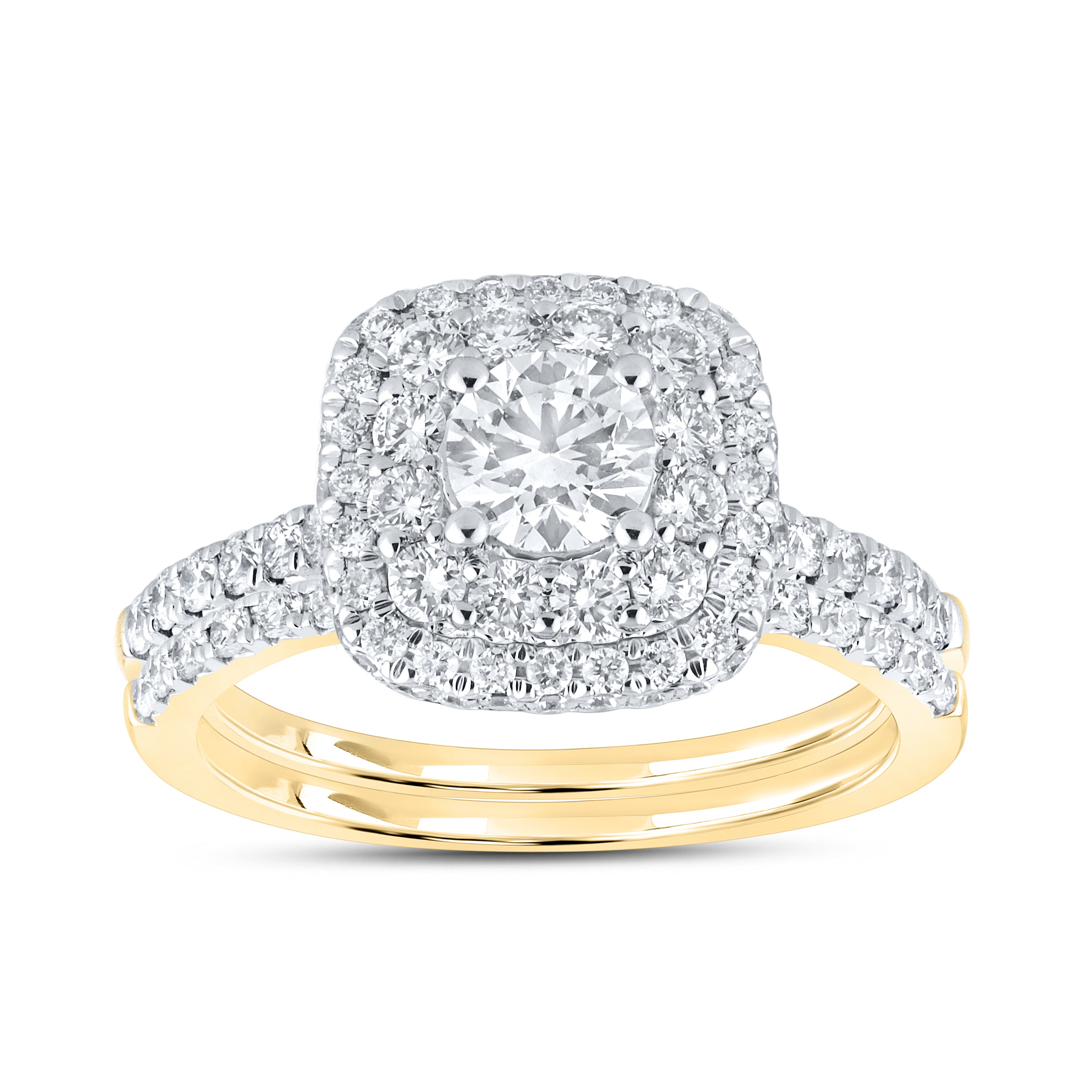10KT YELLOW GOLD 1.54 CTW LAB DIAMOND BRIDAL RING SET