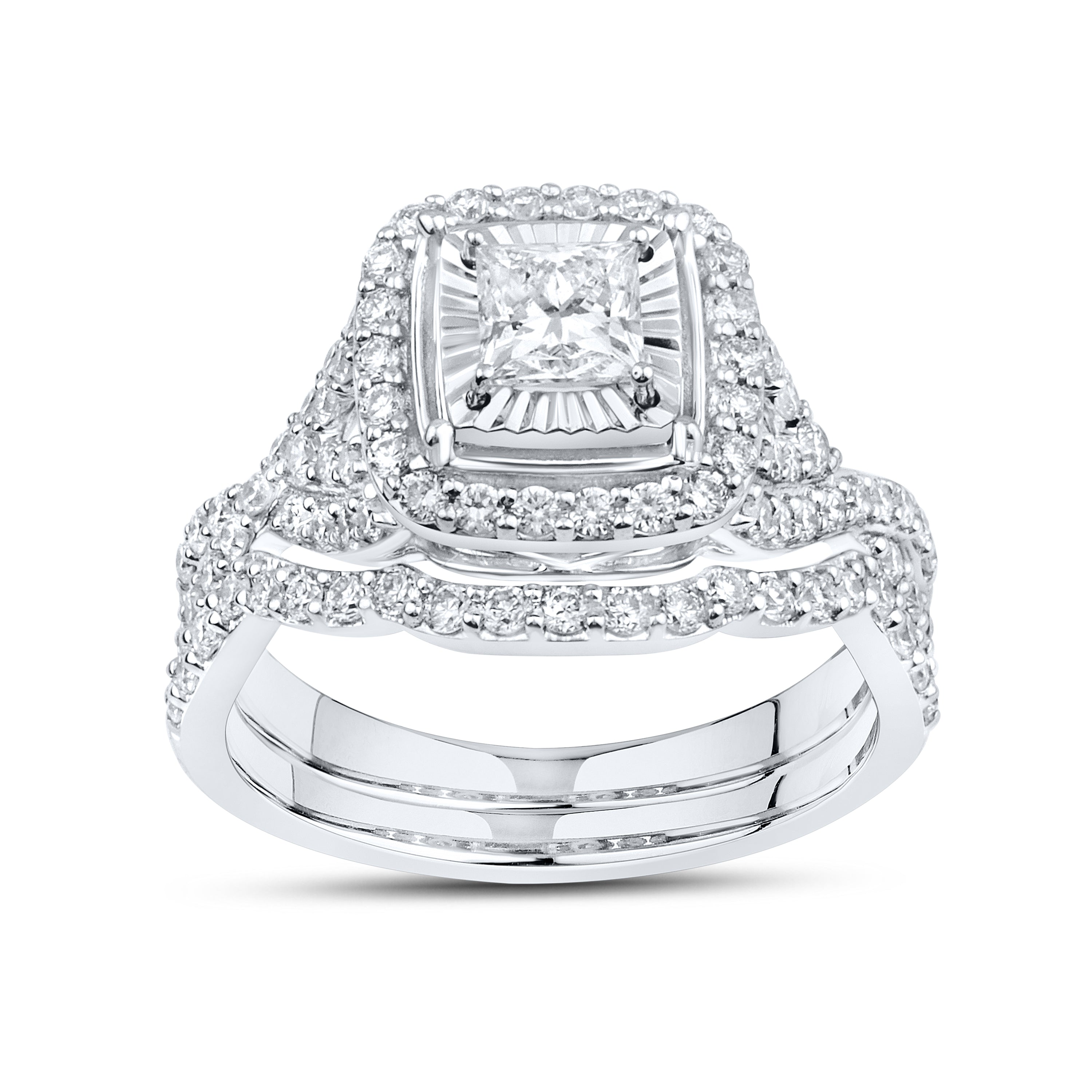 14kt White Gold 1.41 CTW Lab Diamond Engagement Ring Set