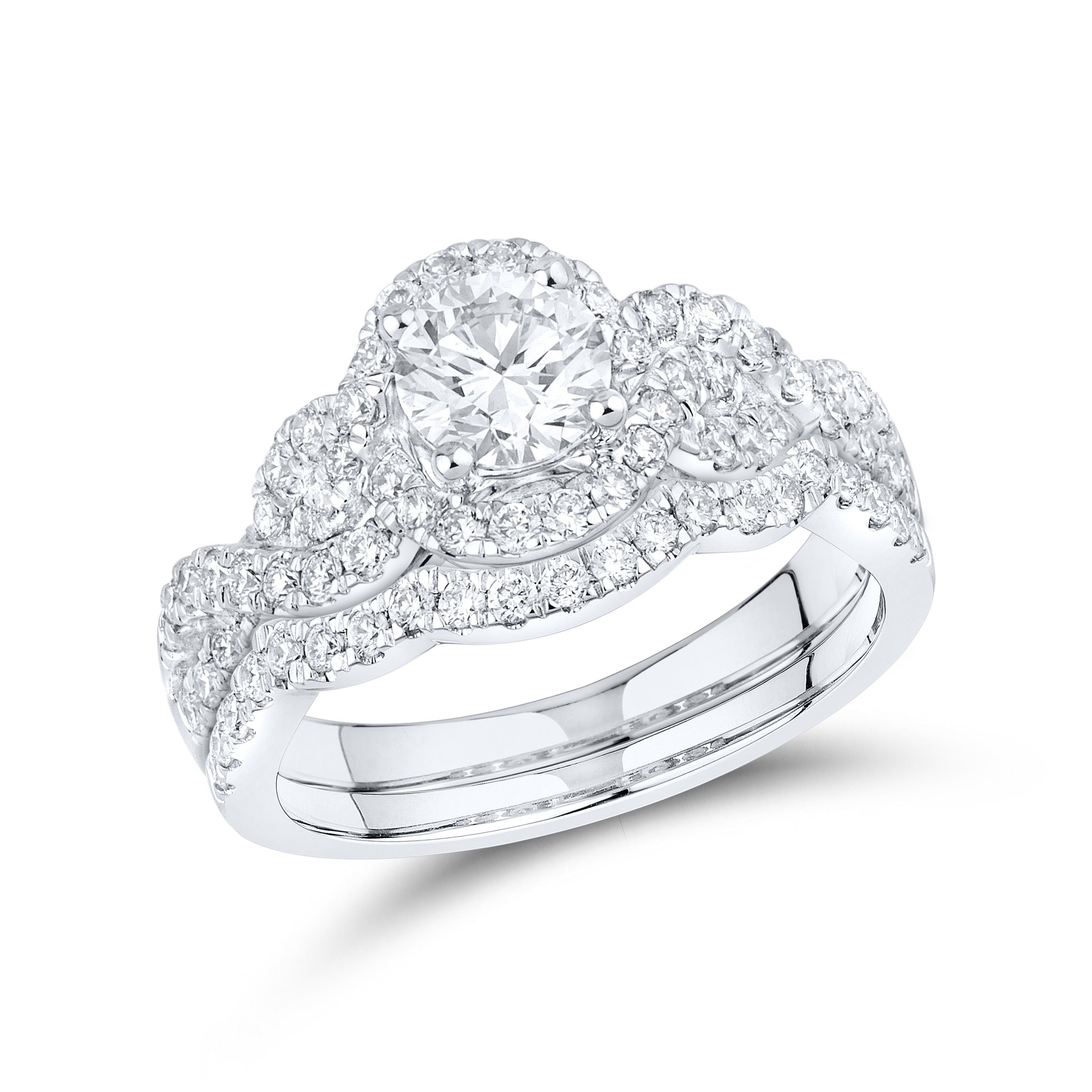 10KT WHITE GOLD 1.43 CTW LAB DIAMOND BRIDAL SET