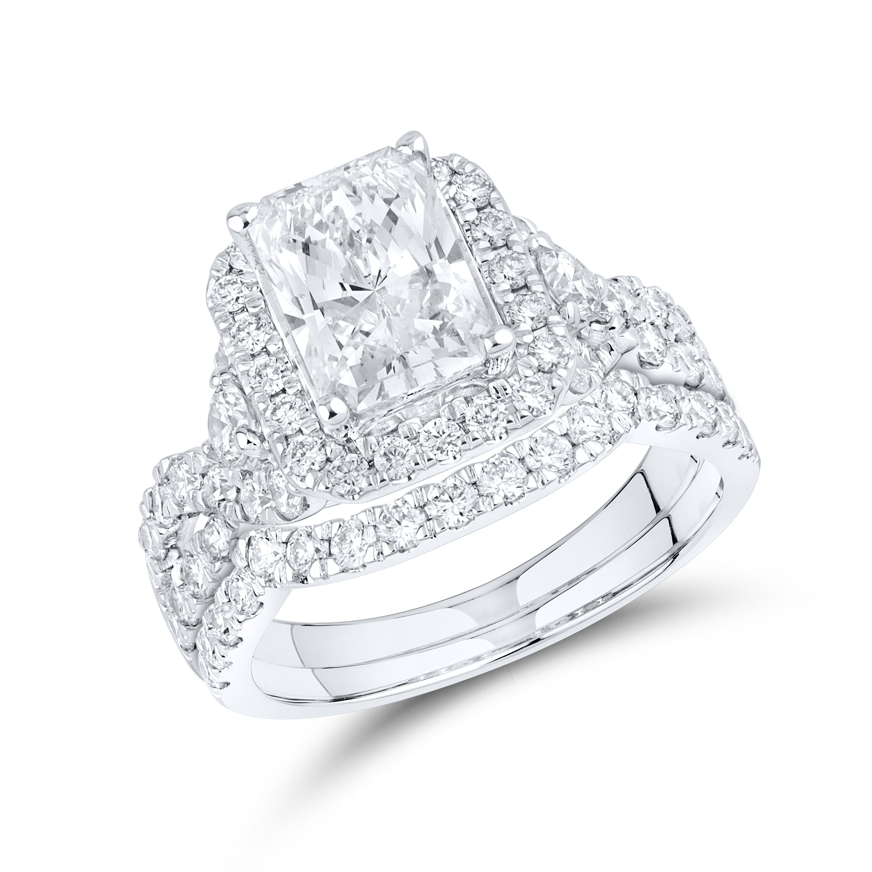 10K WHITE GOLD LAB BRIDAL RING SET 2.91 CTW