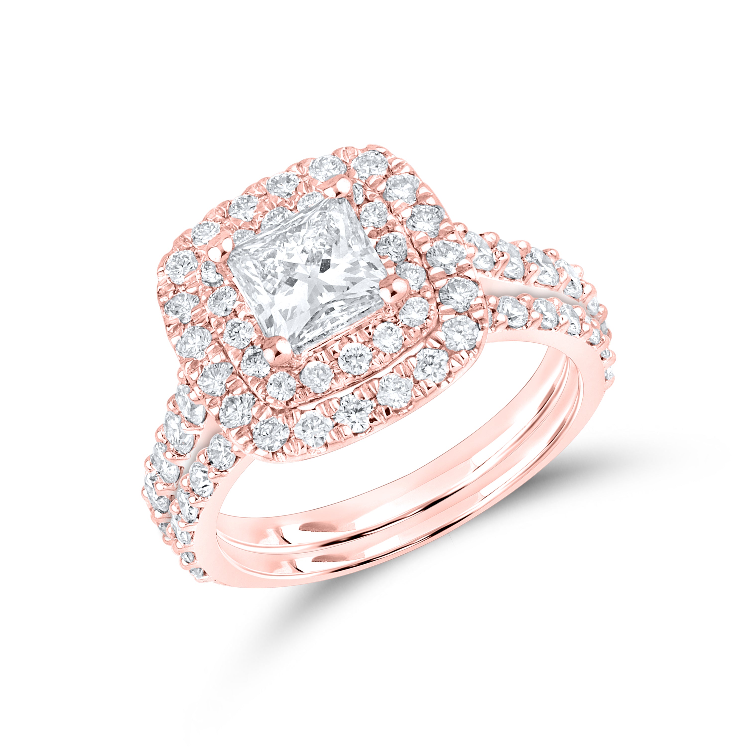 14kt Rose Gold 2.55 CTW Lab Diamond Engagement Ring Set