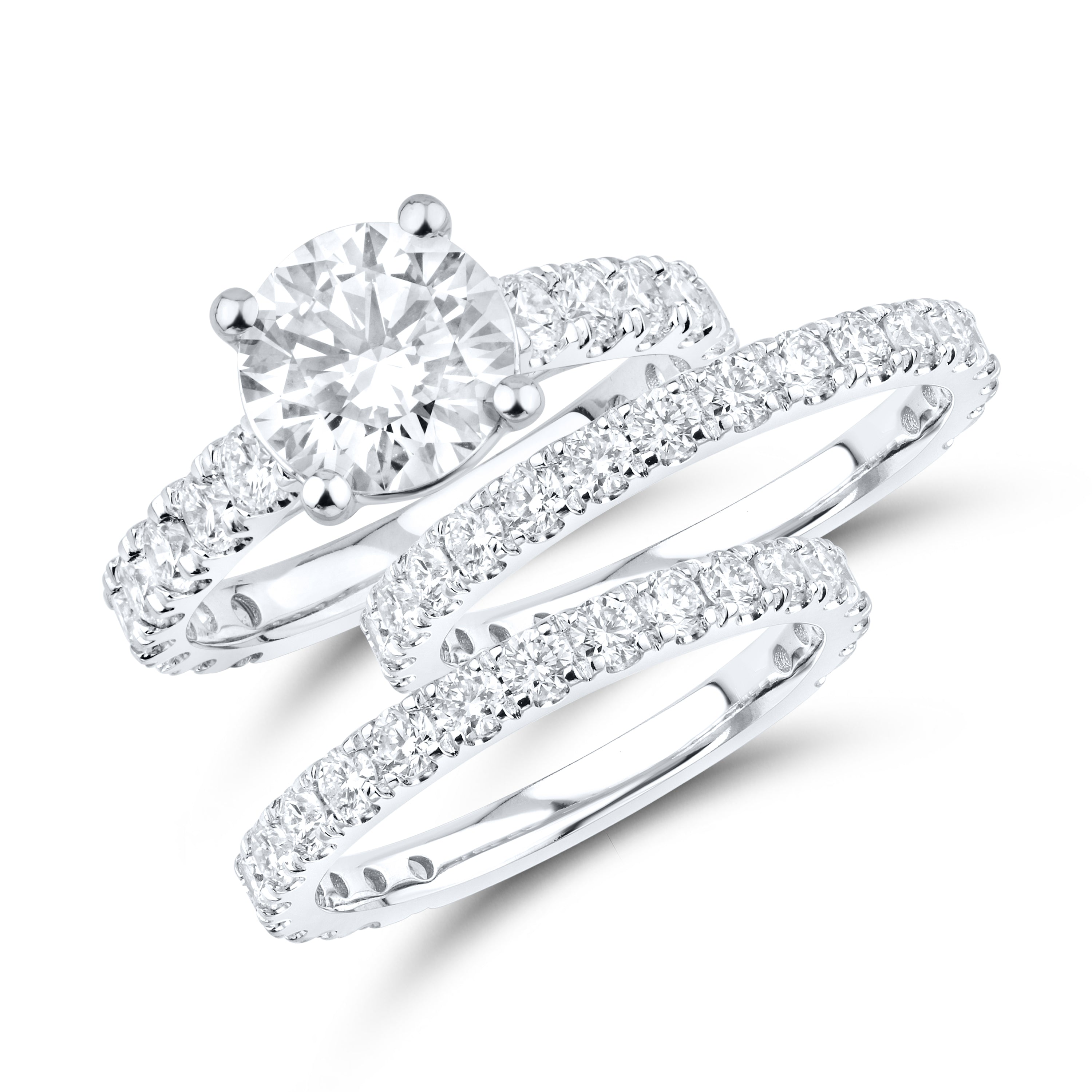 14KT WHITE GOLD 4.95 CTW LAB DIAMOND BRIDAL SET