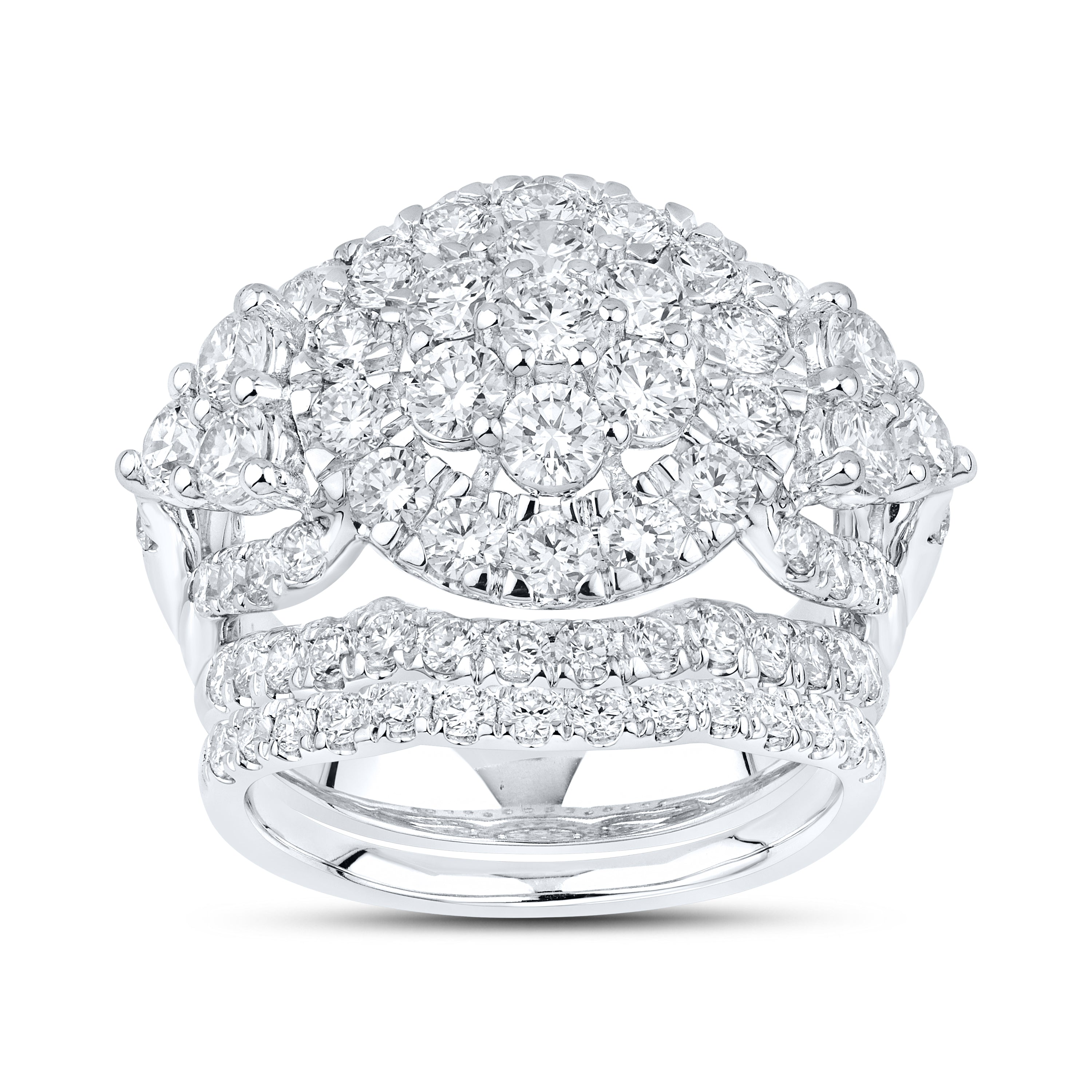 14KT WHITE GOLD 4.15 CTW LAB DIAMOND BRIDAL SET