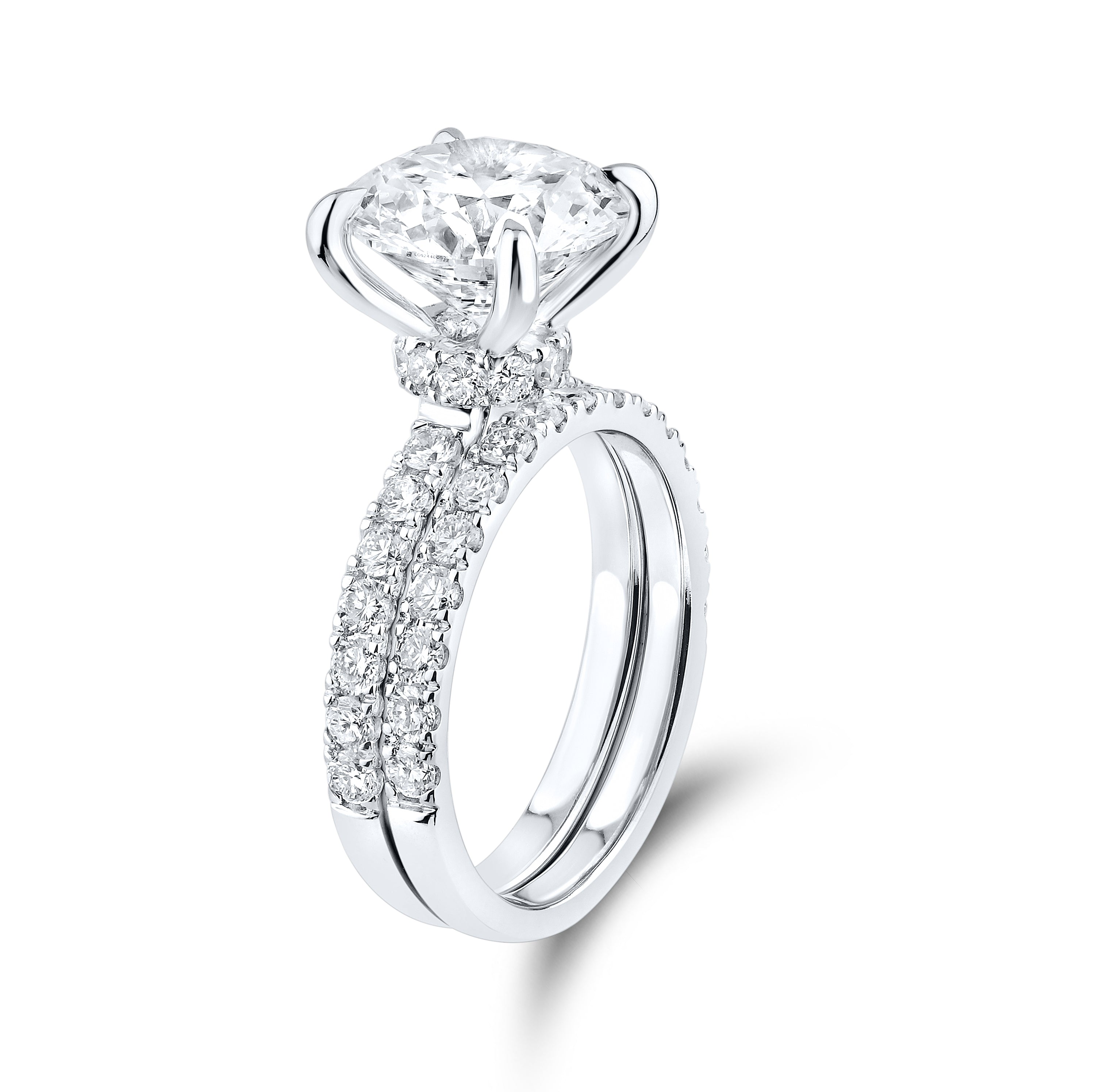 14kt White Gold 5.23 CTW Round Shape Lab Diamond Bridal Ring Set