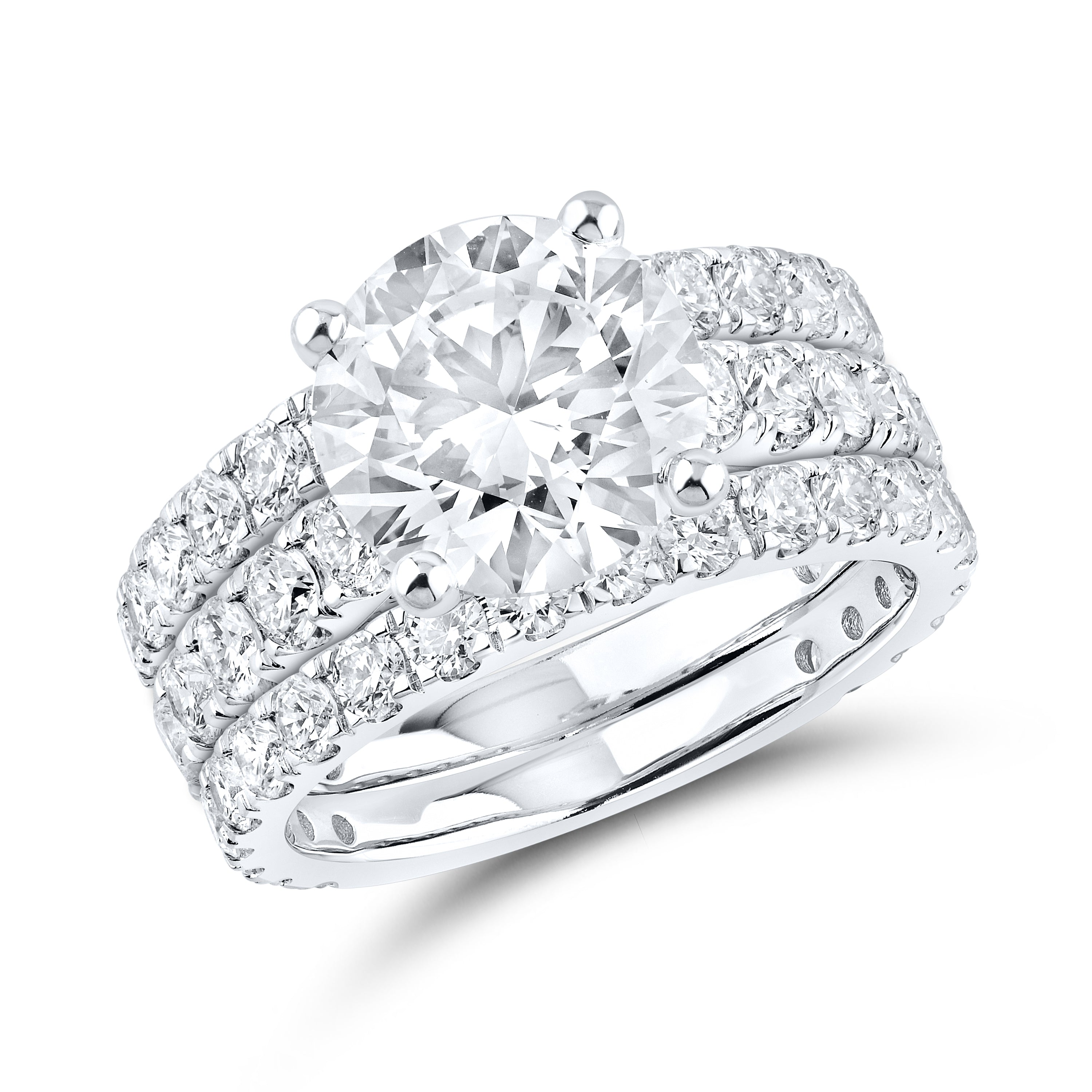14KT WHITE GOLD 6.38 CTW LAB DIAMOND BRIDAL SET