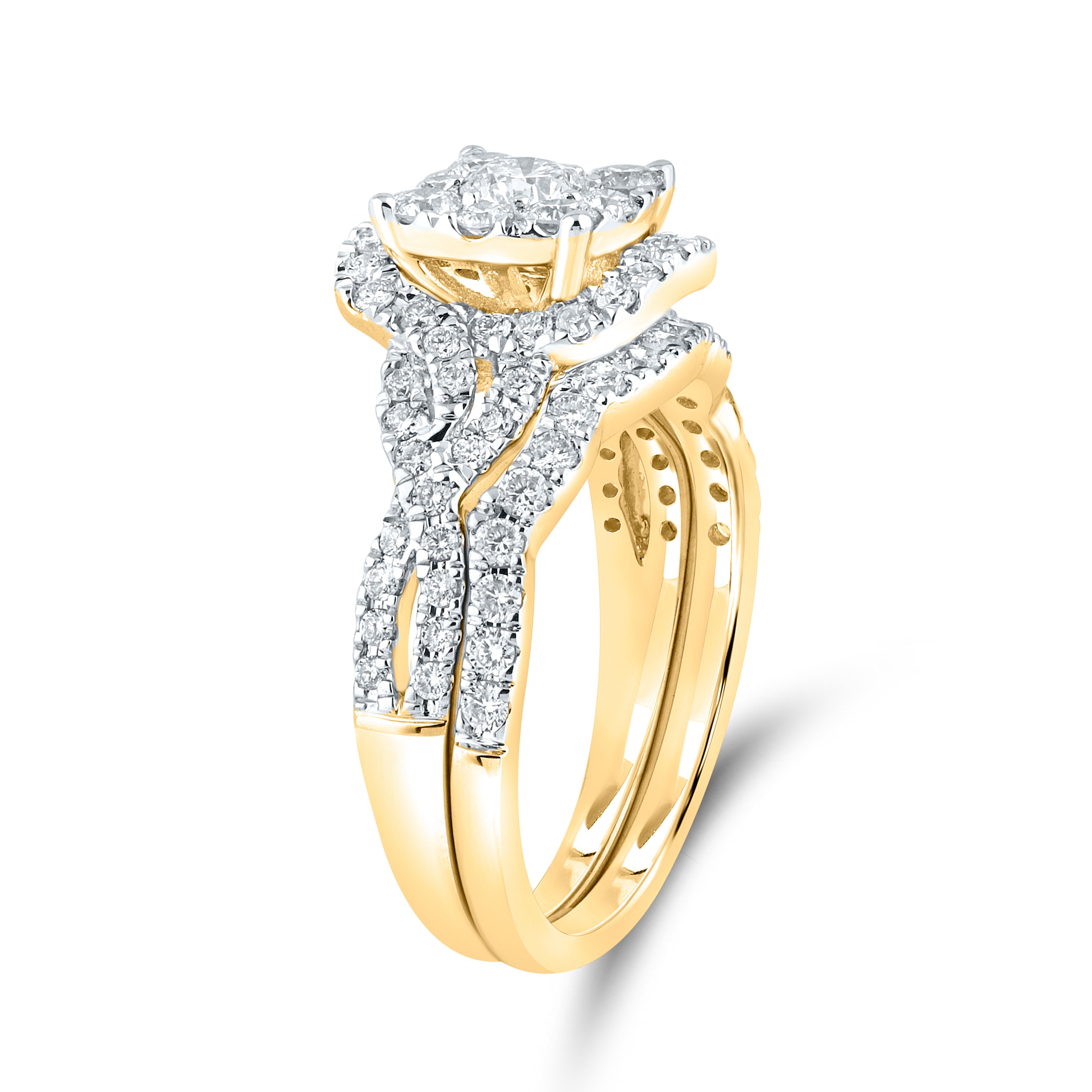 10KT YELLOW GOLD LAB DIAMOND BRIDAL SET 1.25 CTW