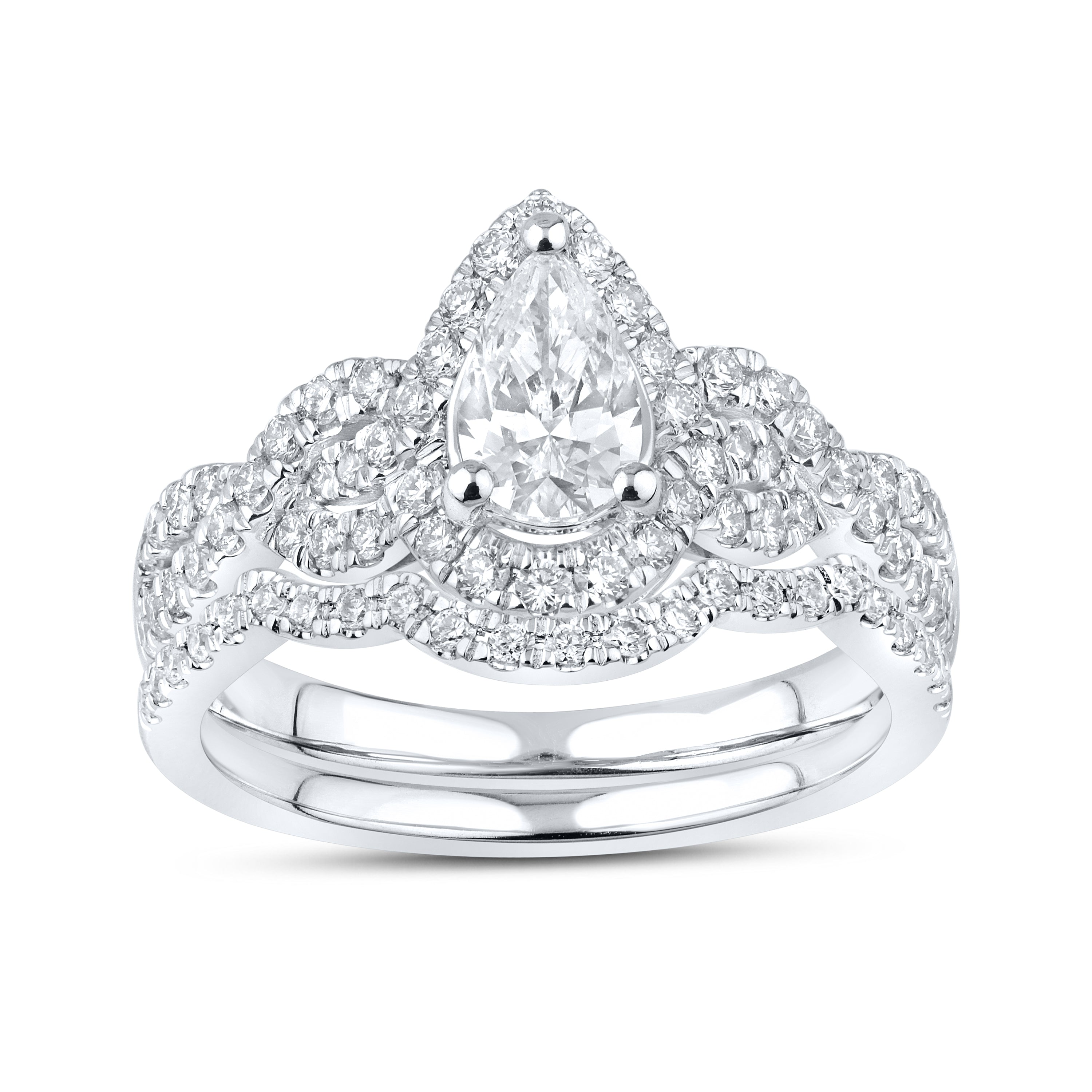 10kt White Gold 1.19 CTW Lab Diamond Bridal Ring Set