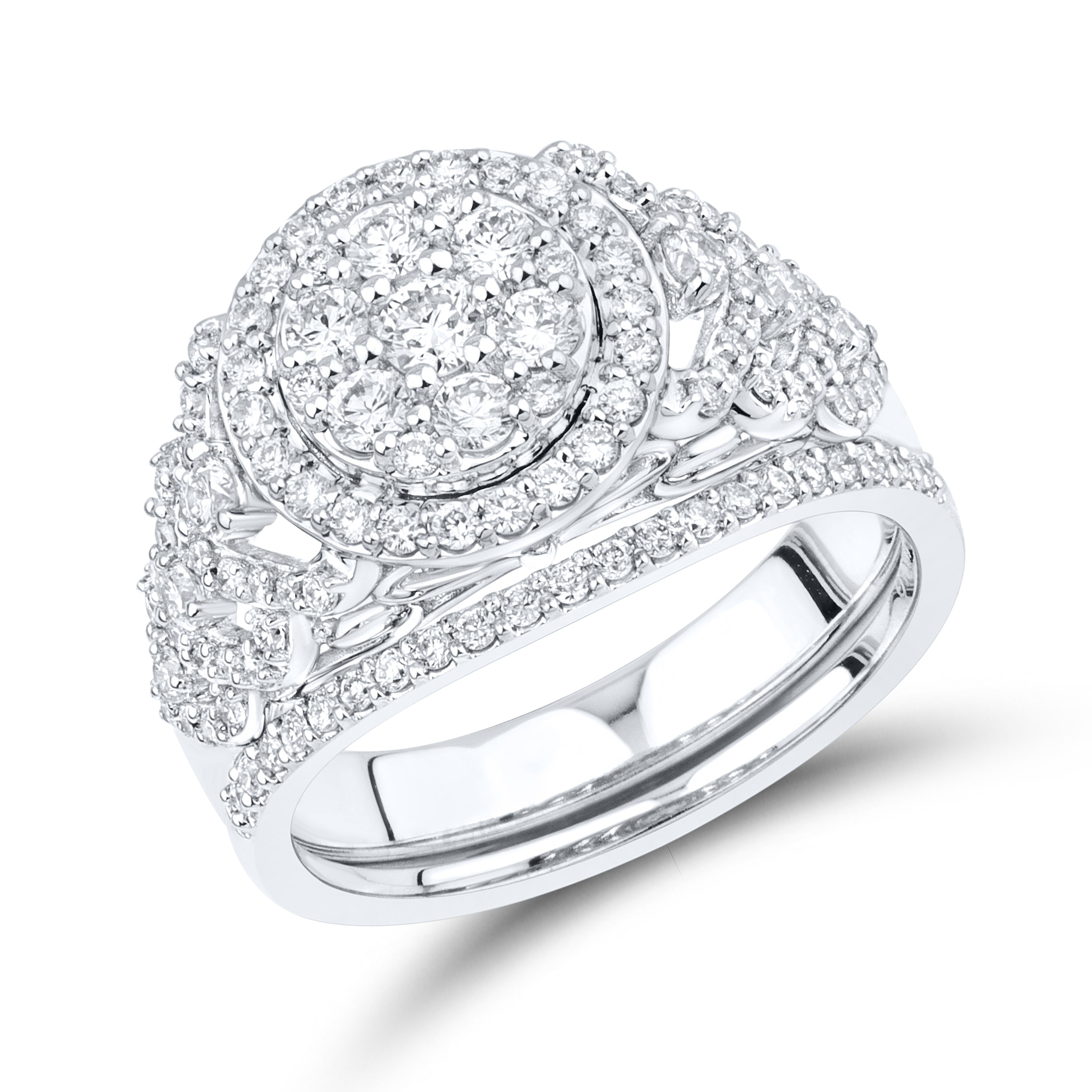 14kt White Gold 1.13 CTW Lab Diamond Bridal Ring Set