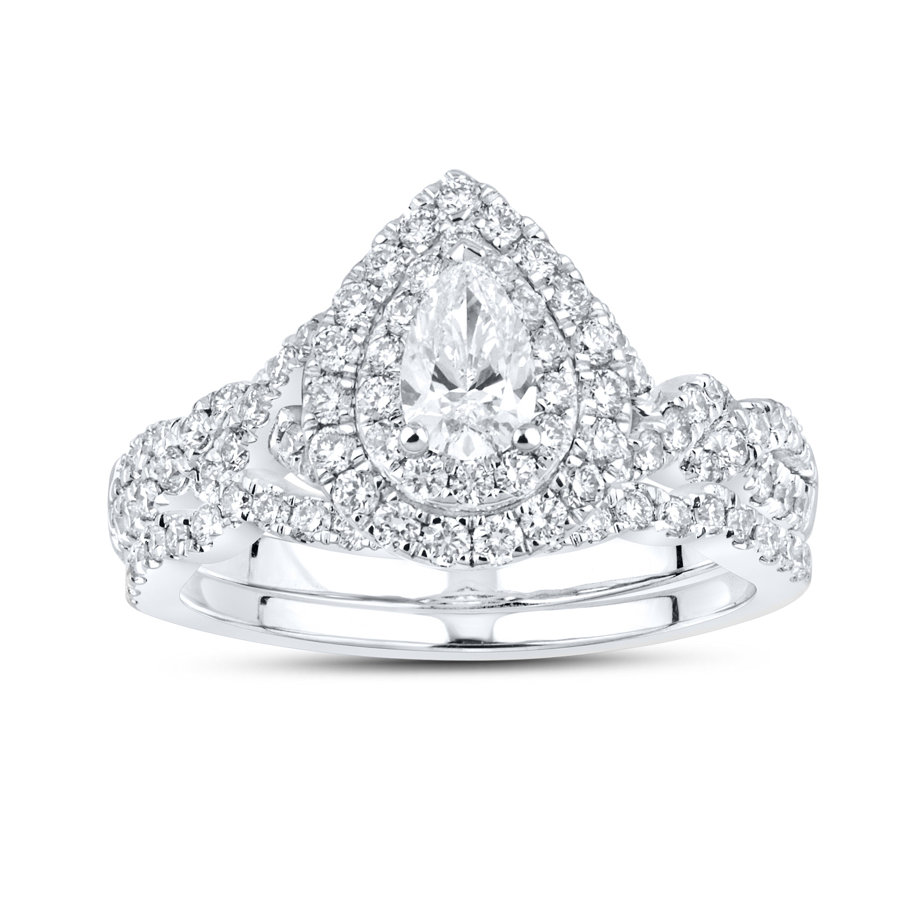 10kt White Gold 1.11 CTW Lab Diamond Bridal Ring Set