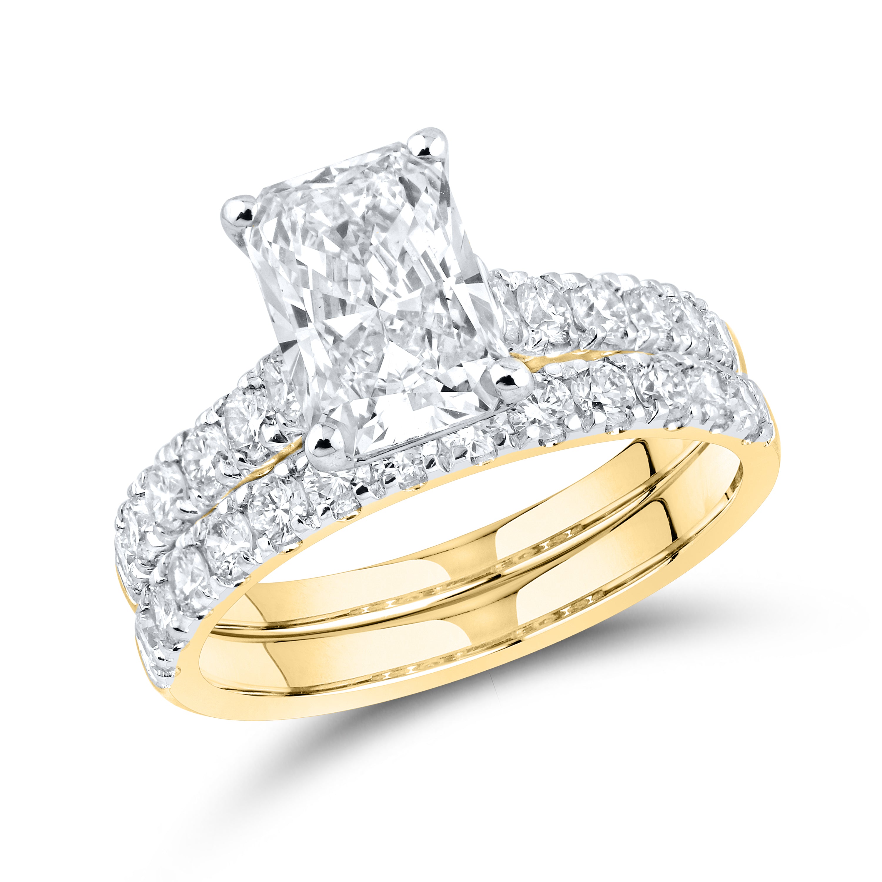 14KT YELLOW GOLD 3.00 CTW LAB DIAMOND BRIDAL SET