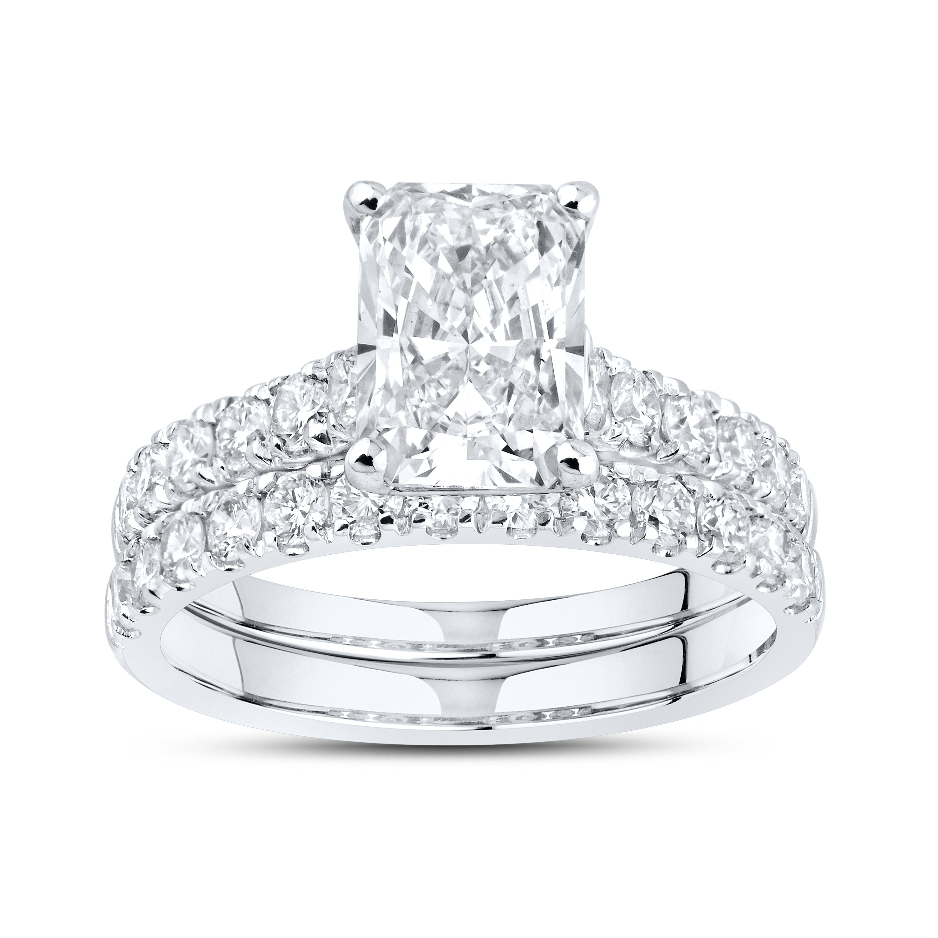 14KT WHITE GOLD 3.00 CTW LAB DIAMOND BRIDAL SET