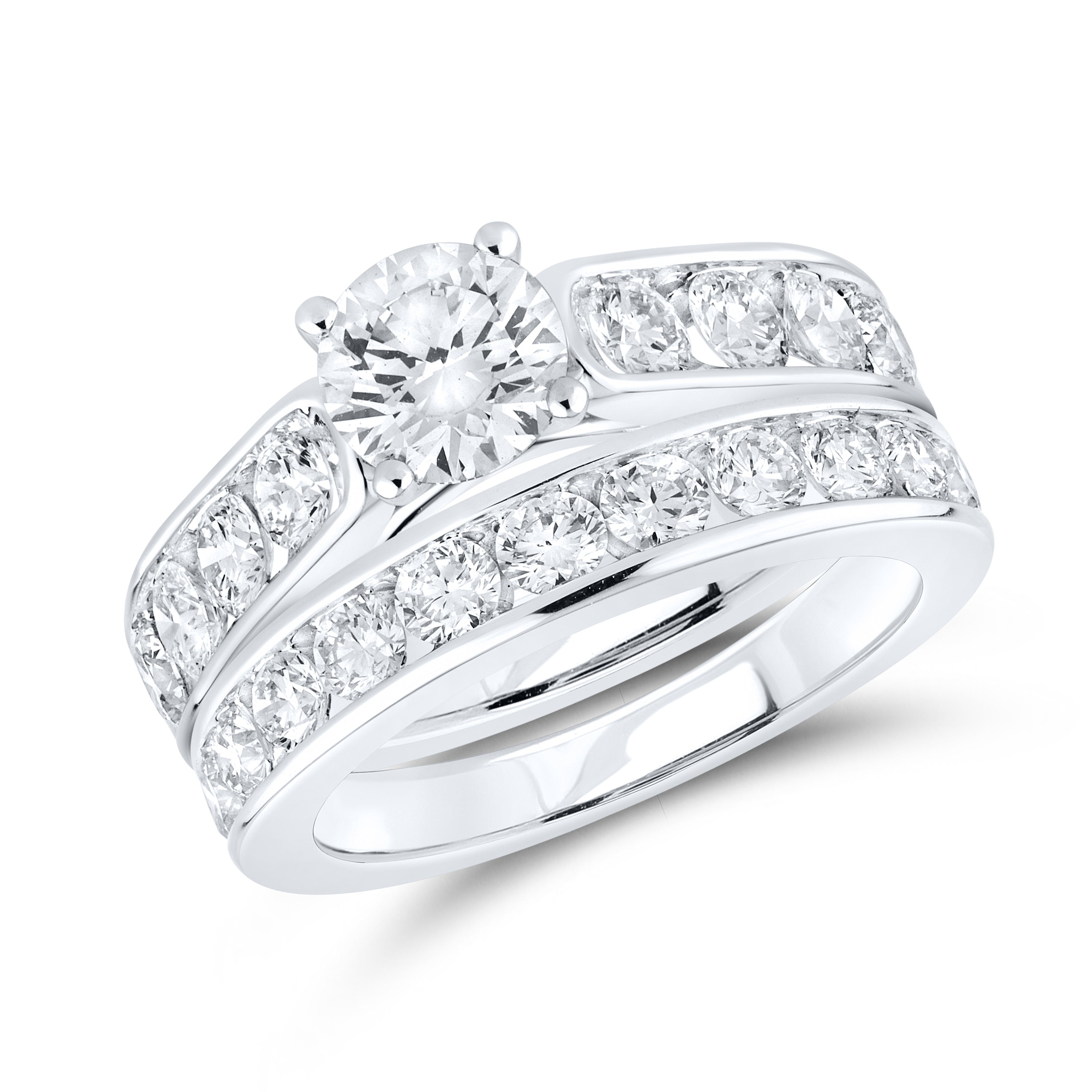 10k white gold 3.05 CTW Lab Diamond Bridal ring set