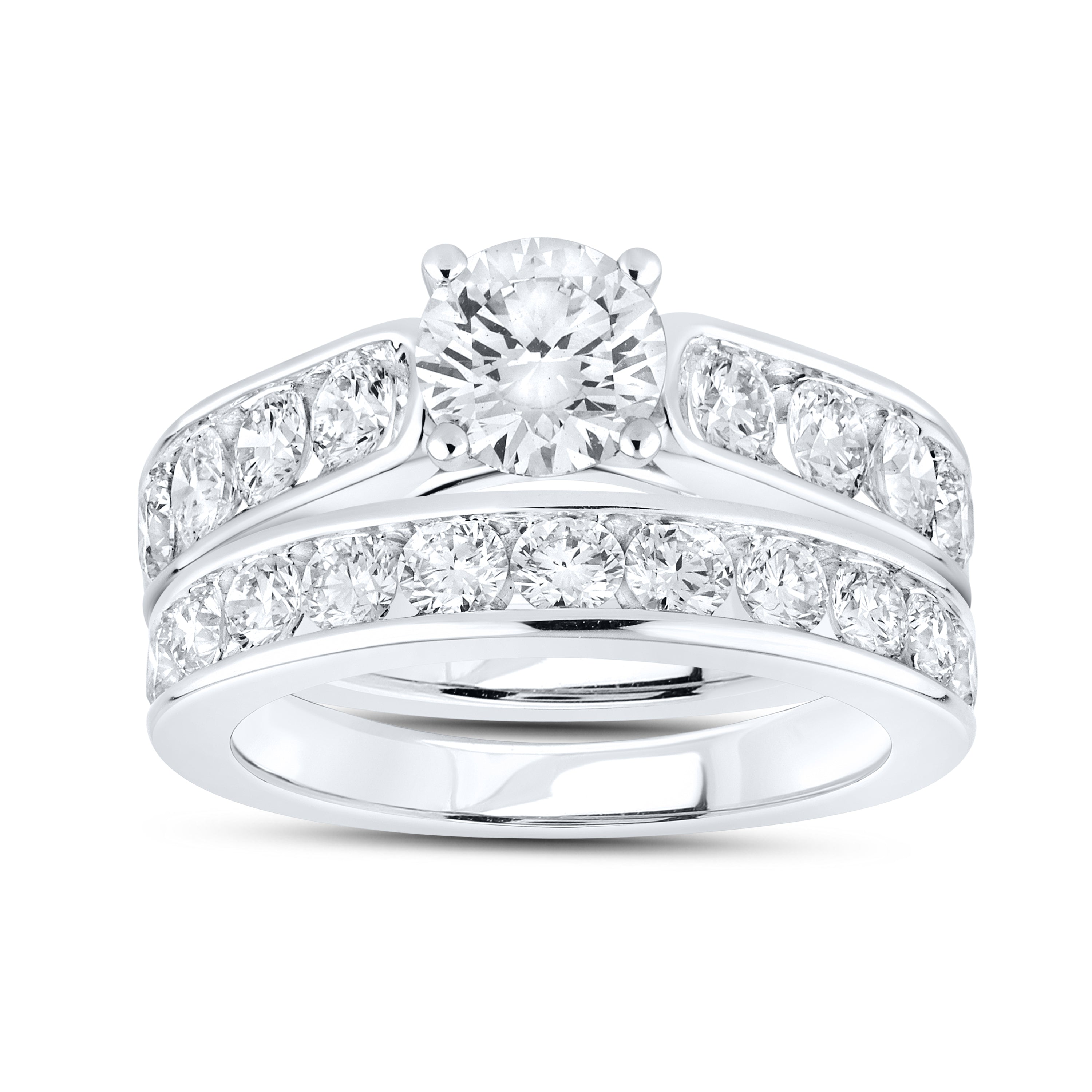 10k white gold 3.05 CTW Lab Diamond Bridal ring set