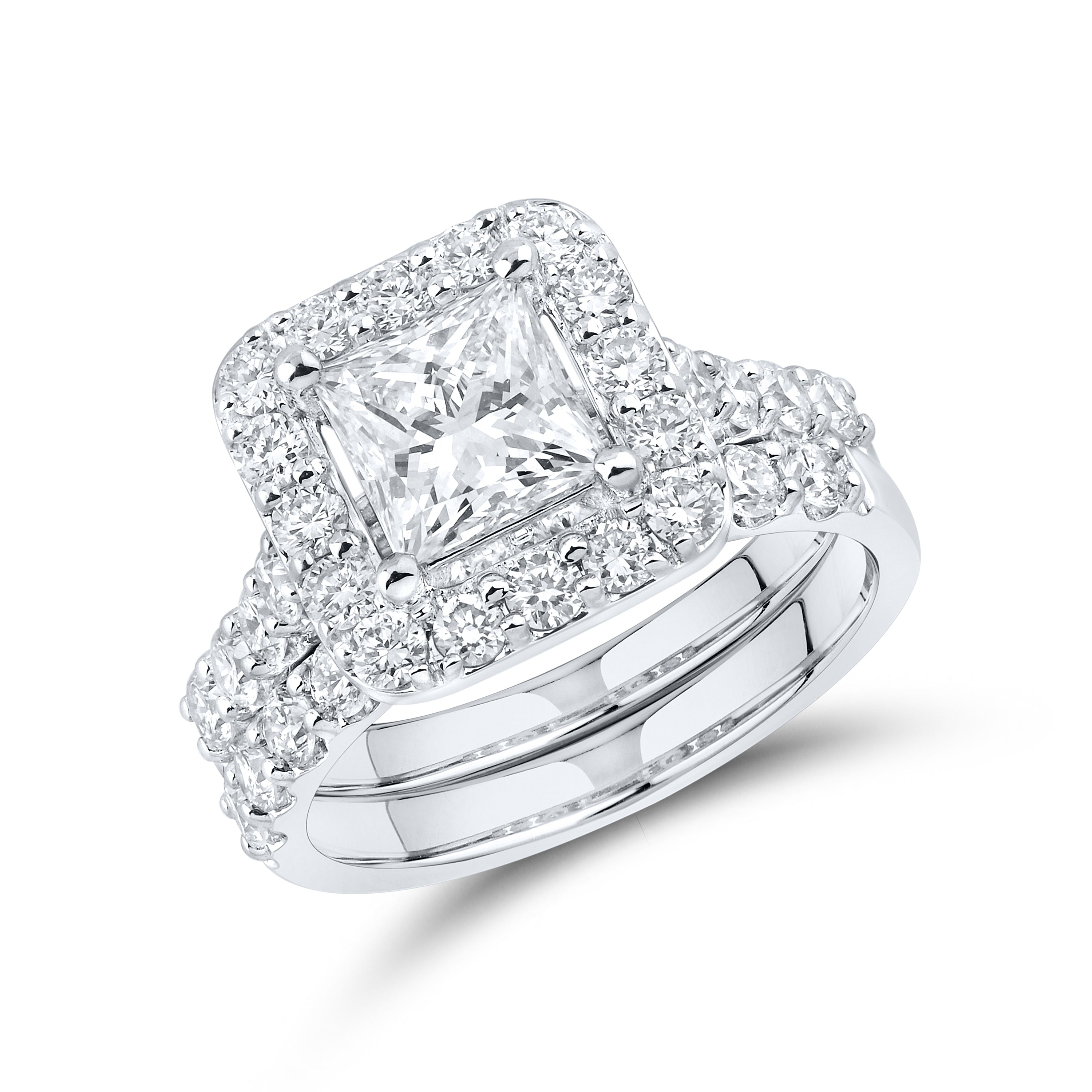14KT WHITE GOLD 3 CTW LAB DIAMOND BRIDAL SET