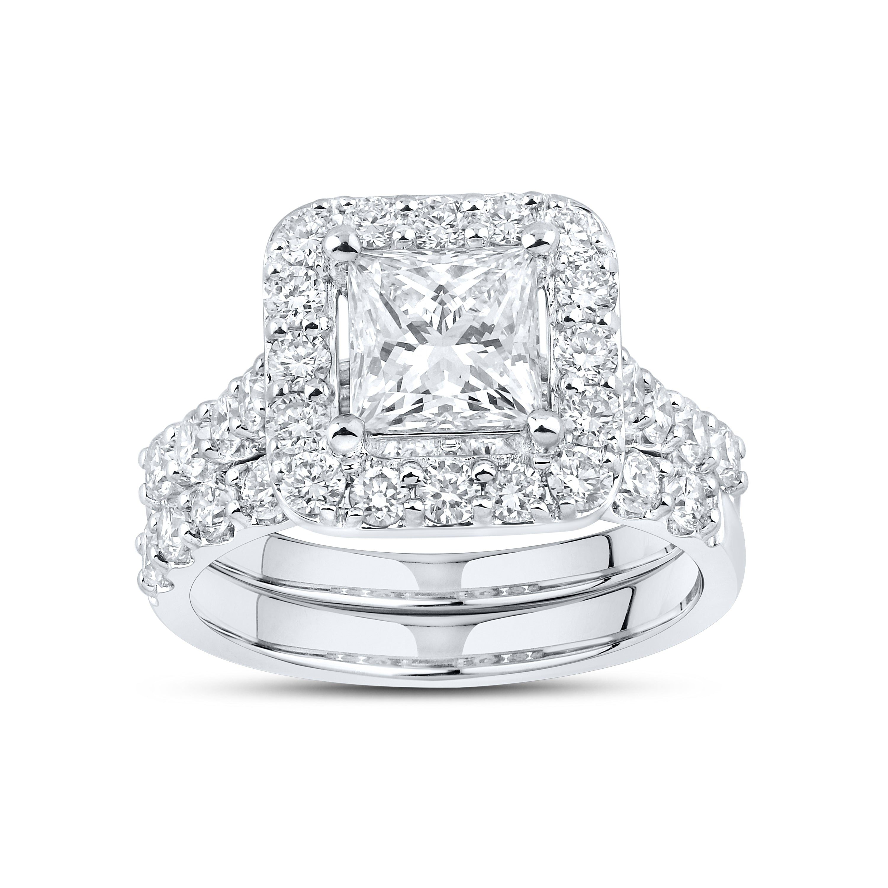 14KT WHITE GOLD 3 CTW LAB DIAMOND BRIDAL SET