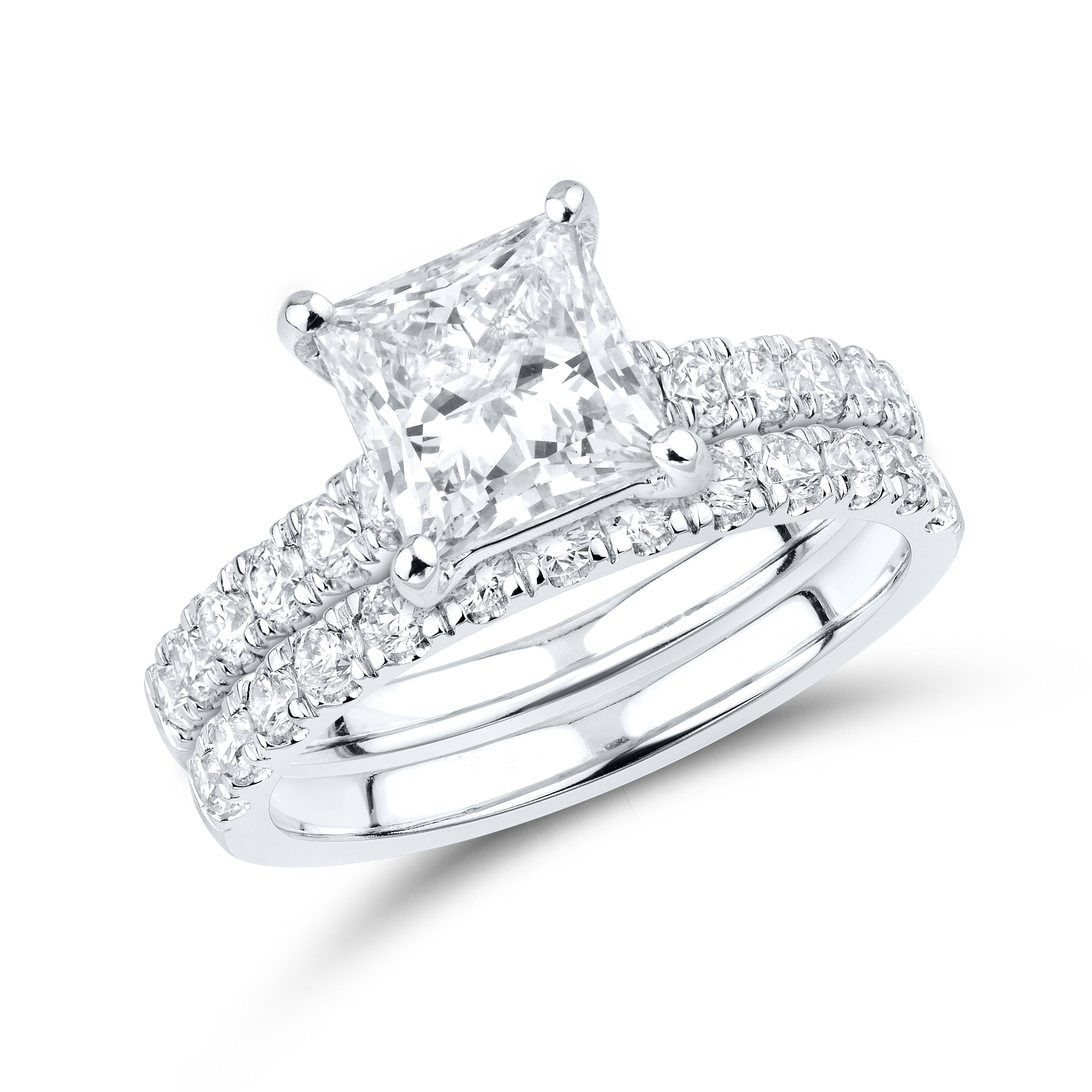 14KT WHITE GOLD 3 CTW LAB DIAMOND BRIDAL SET