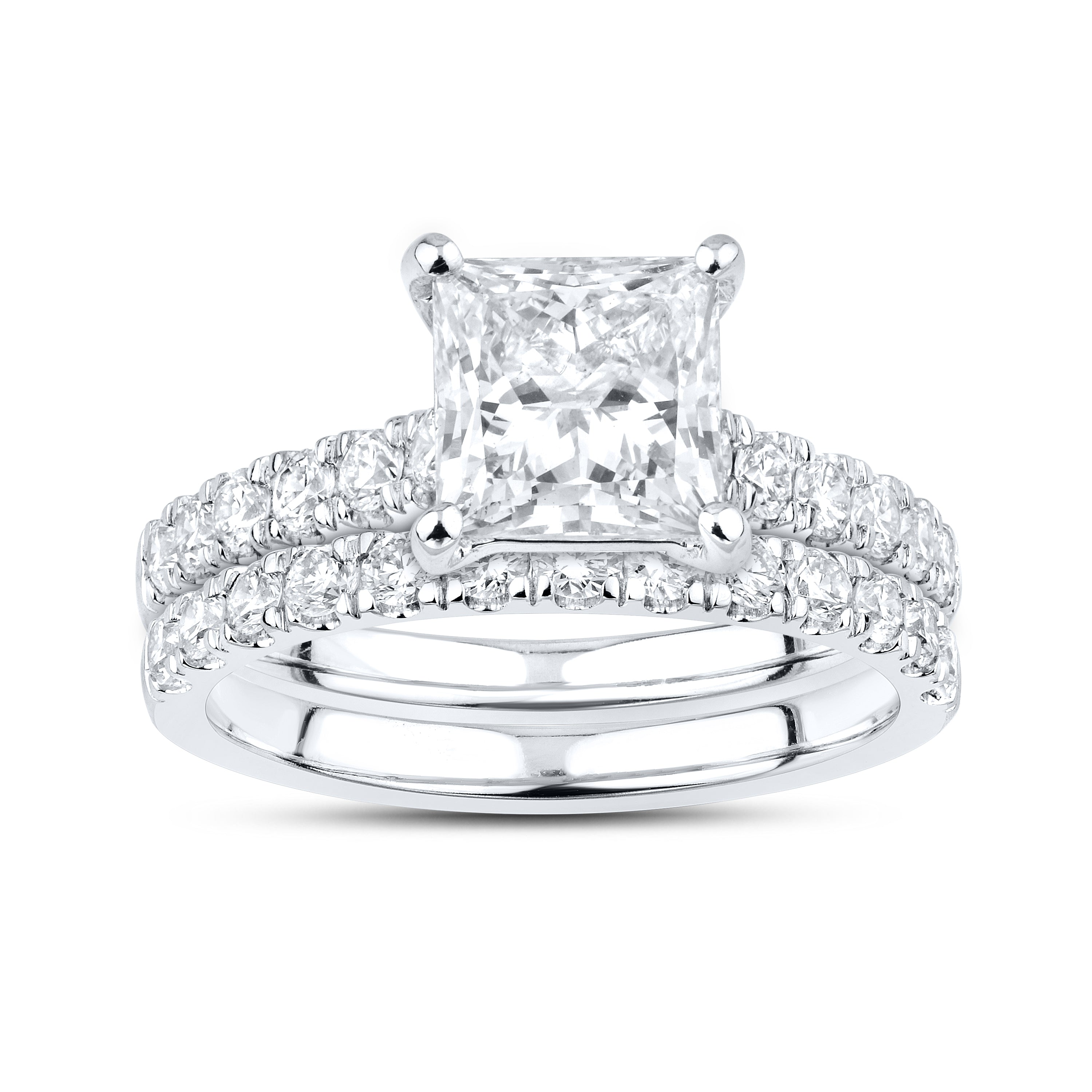 14KT WHITE GOLD 3 CTW LAB DIAMOND BRIDAL SET