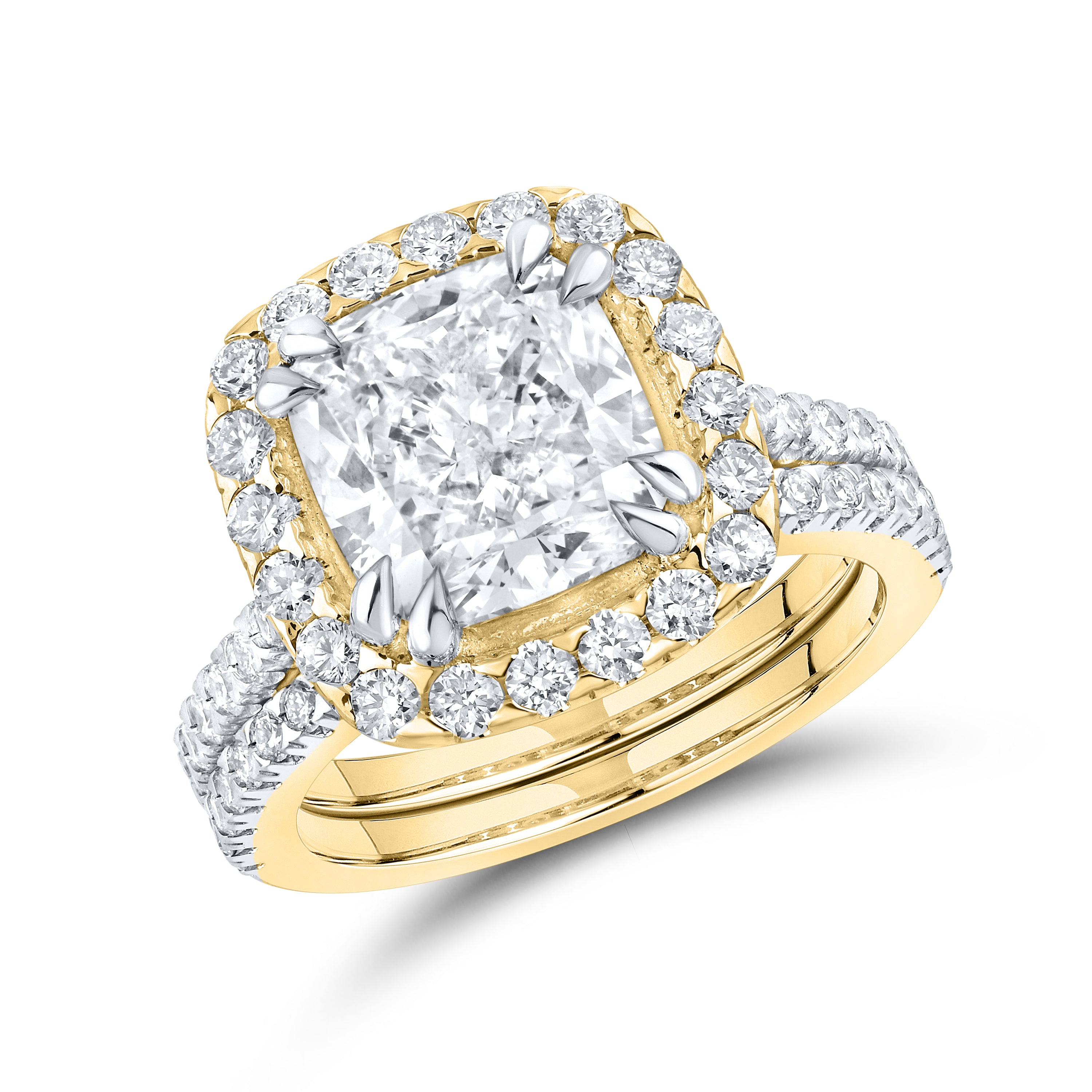 14KT YELLOW GOLD 5 CTW LAB DIAMOND BRIDAL SET