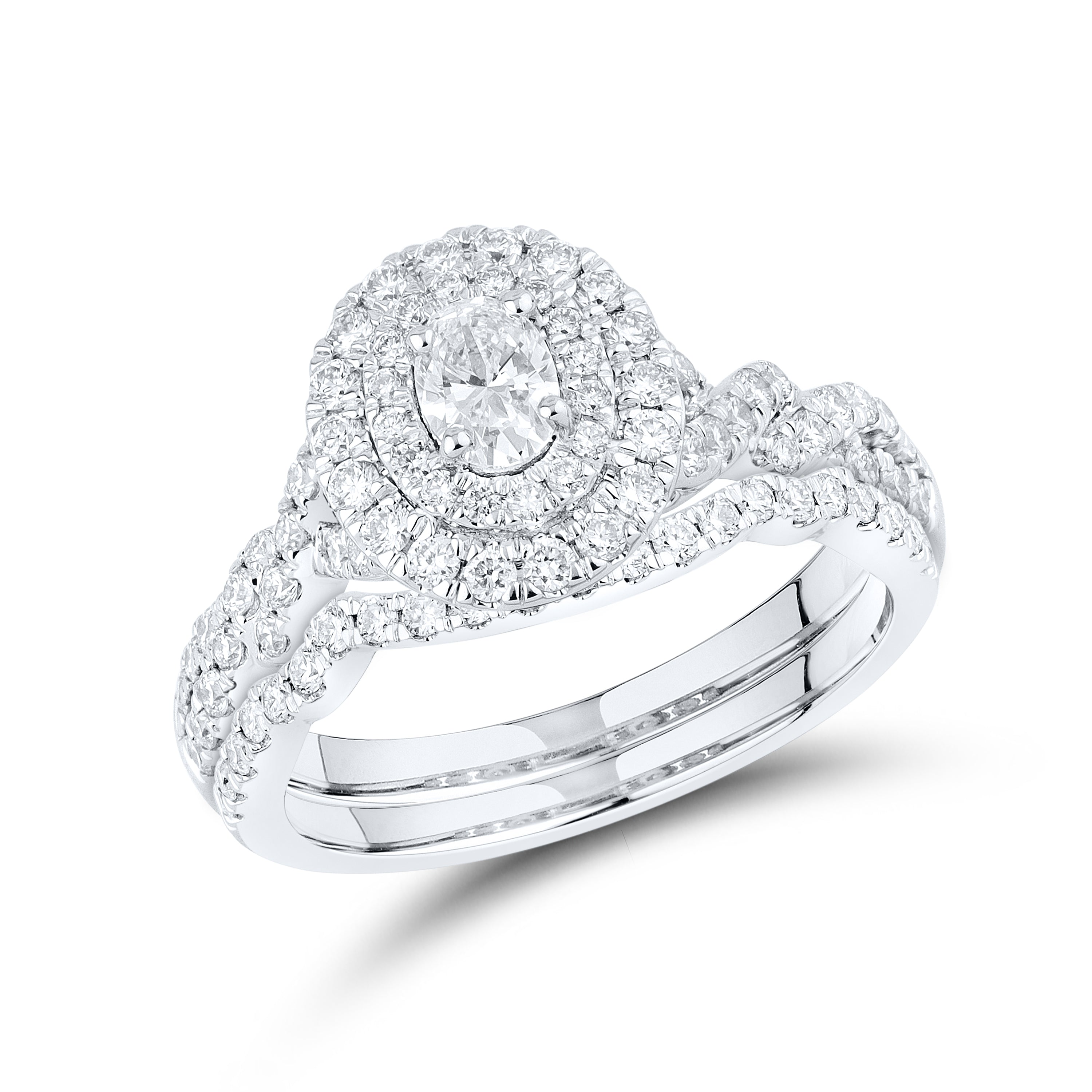 10kt White Gold 1.02 CTW Lab Diamond Bridal Ring Set