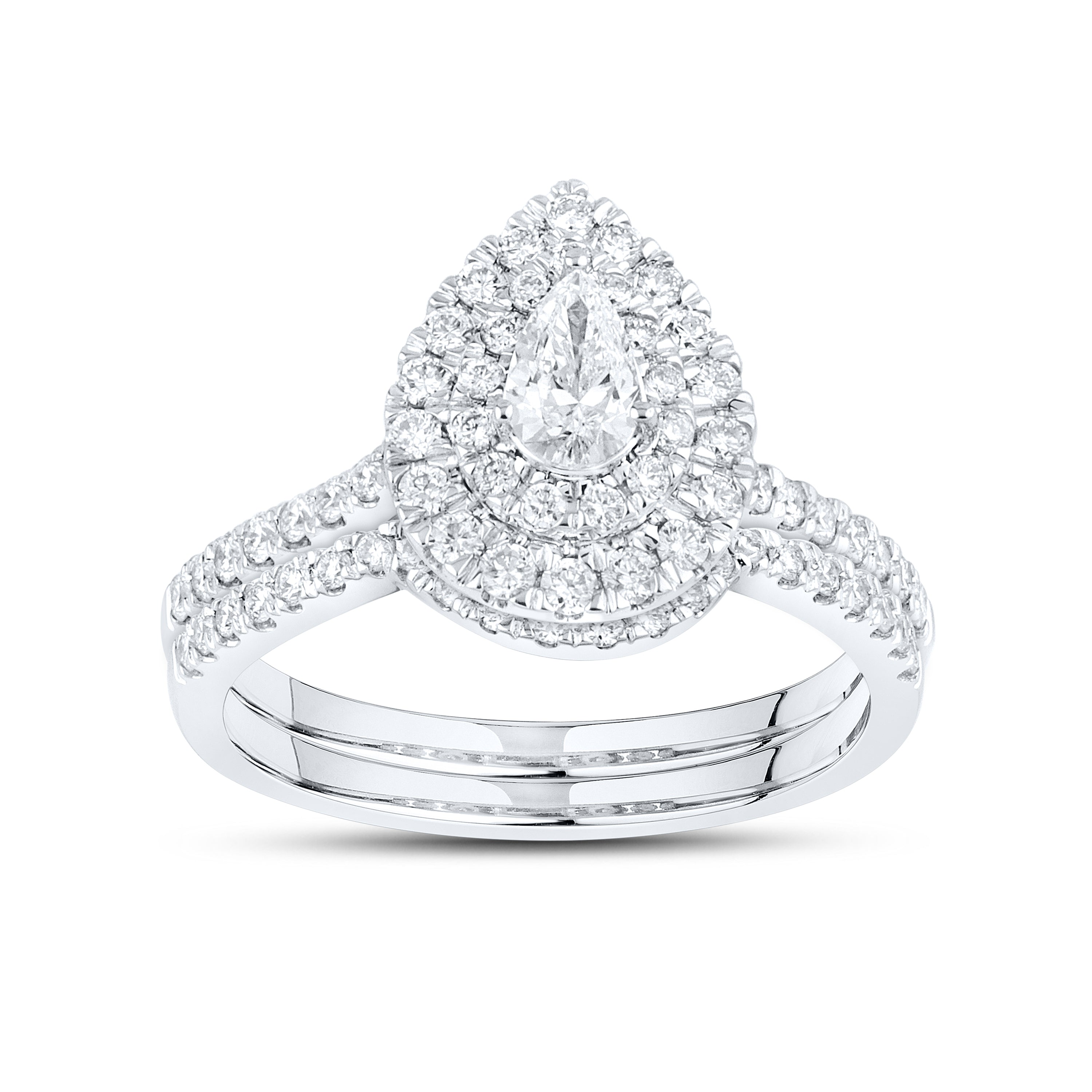10kt White Gold 0.97 CTW Lab Diamond Bridal Ring Set