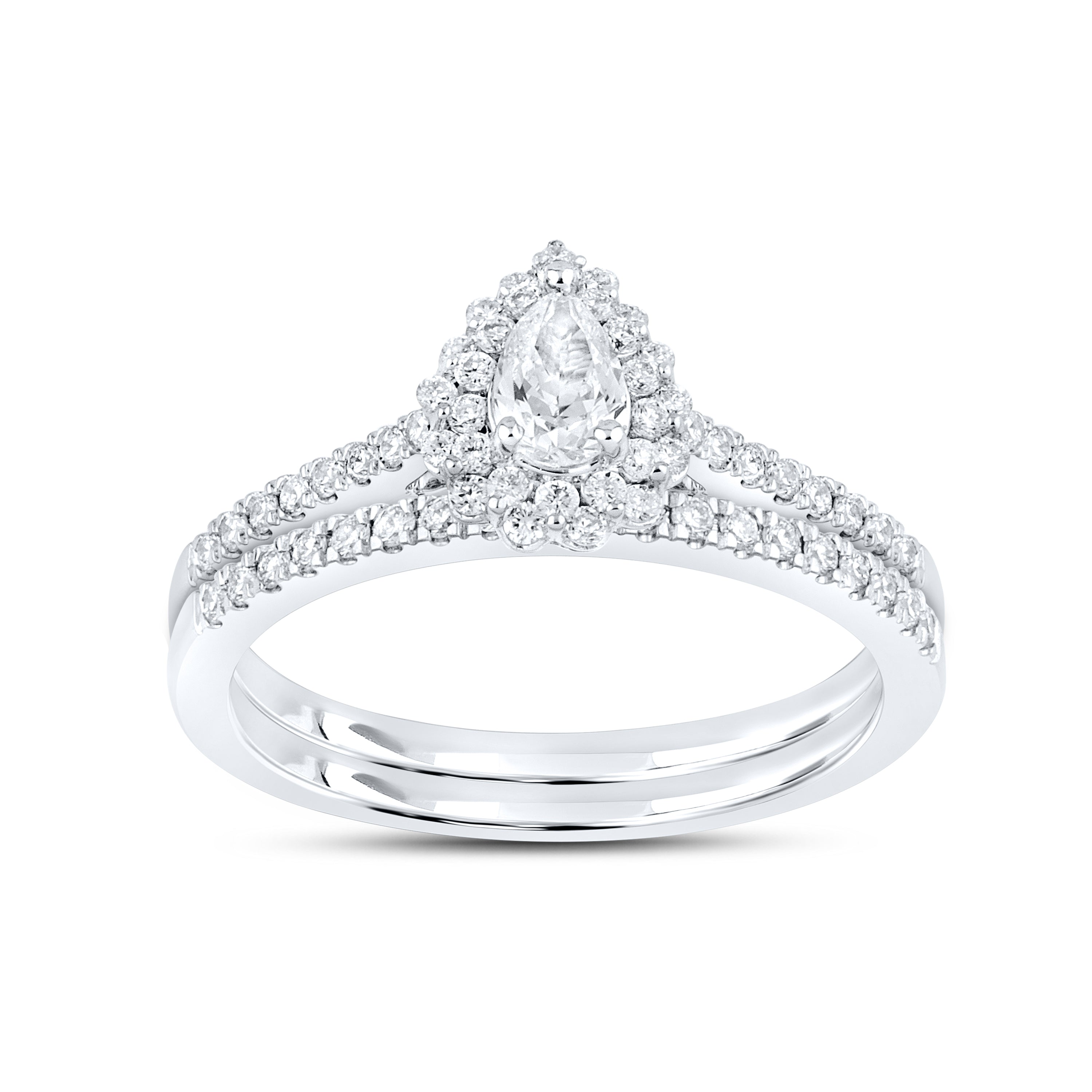 10KT WHITE GOLD 0.80 CTW LAB DIAMOND BRIDAL SET