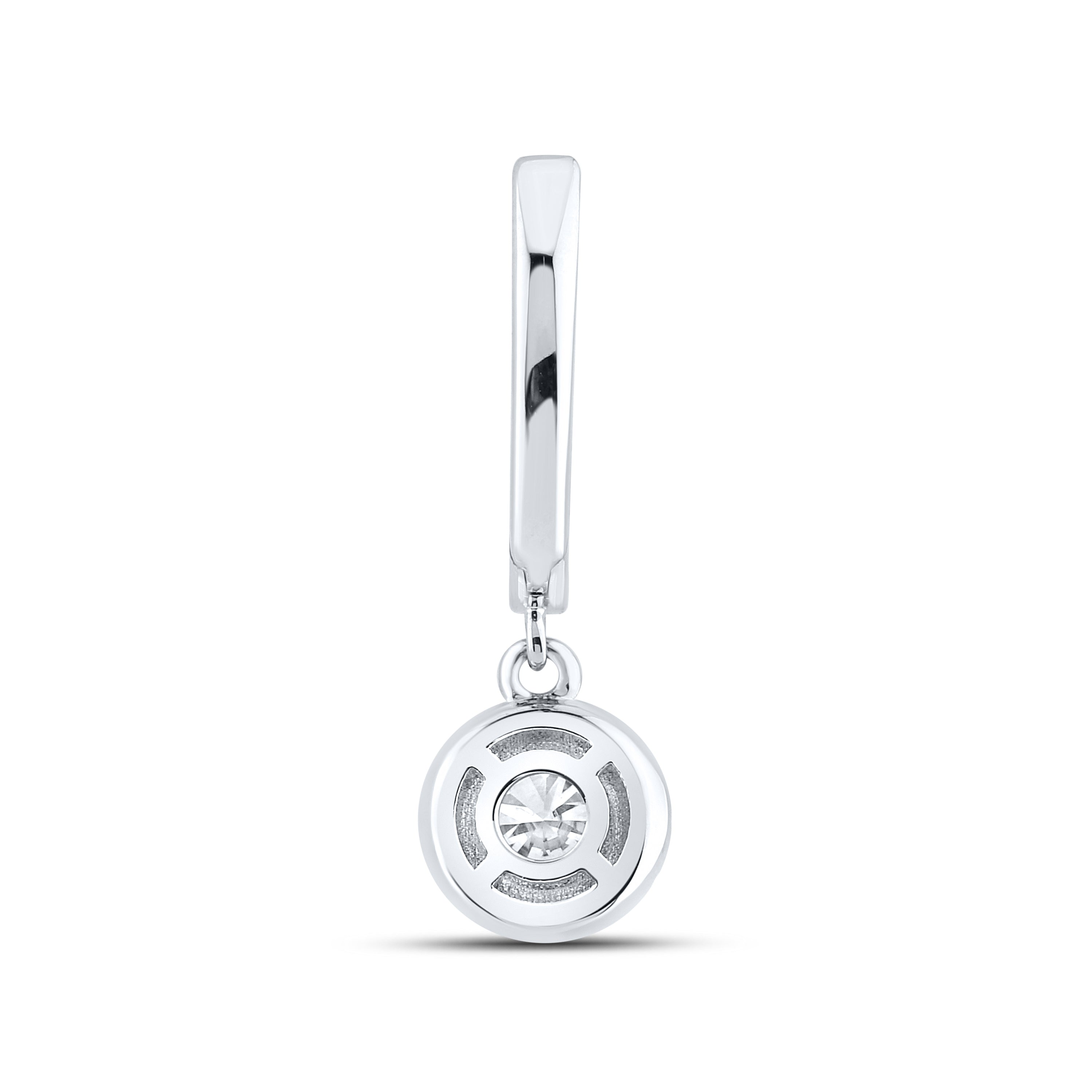 14k White Gold 1 CTW Lab Diamond Hoop Dangling Earring