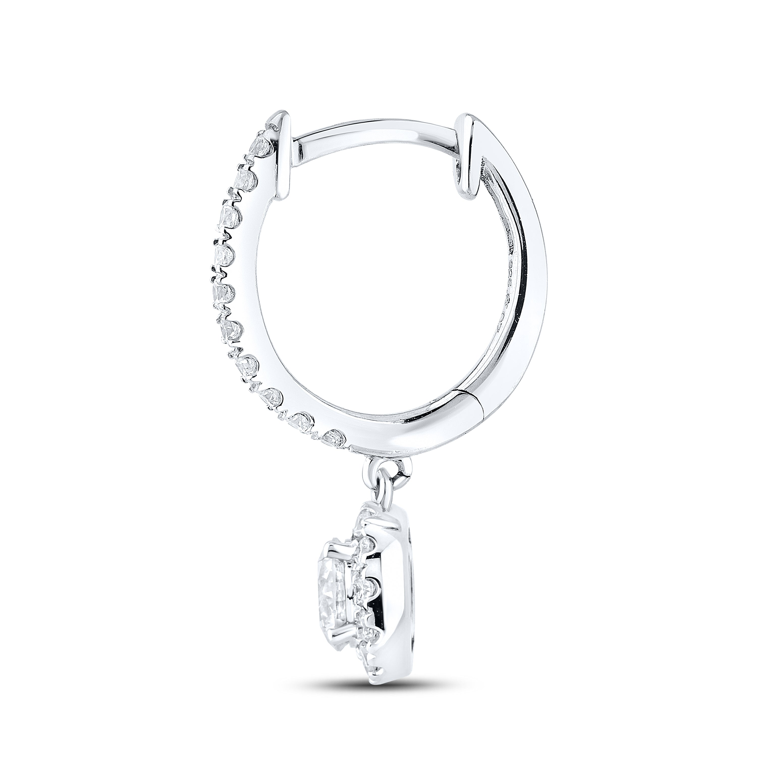 14k White Gold 1 CTW Lab Diamond Hoop Dangling Earring