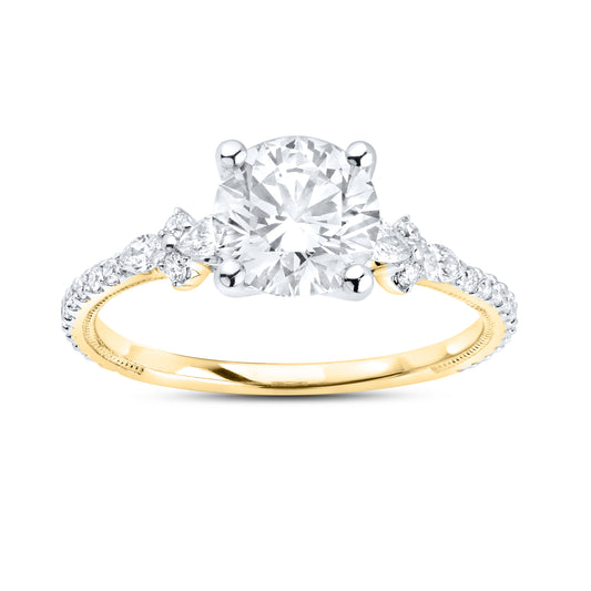 14KT YELLOW GOLD 1.93 CTW 1.55 CENTER LAB DIAMOND RING