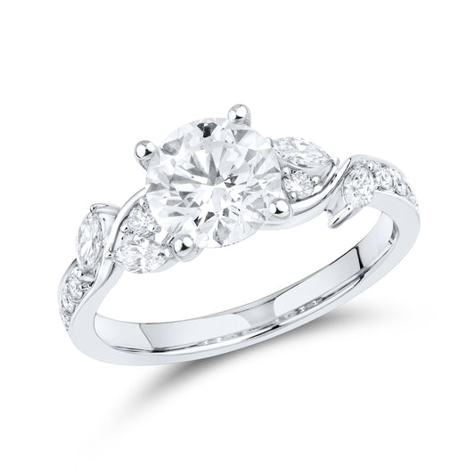 14kt White Gold 1.80 CTW Round Shape Lab Diamond Engagement Ring