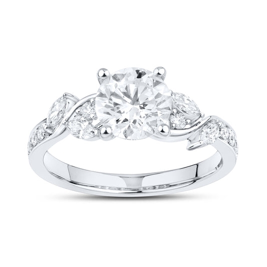 14kt White Gold 1.80 CTW Round Shape Lab Diamond Engagement Ring