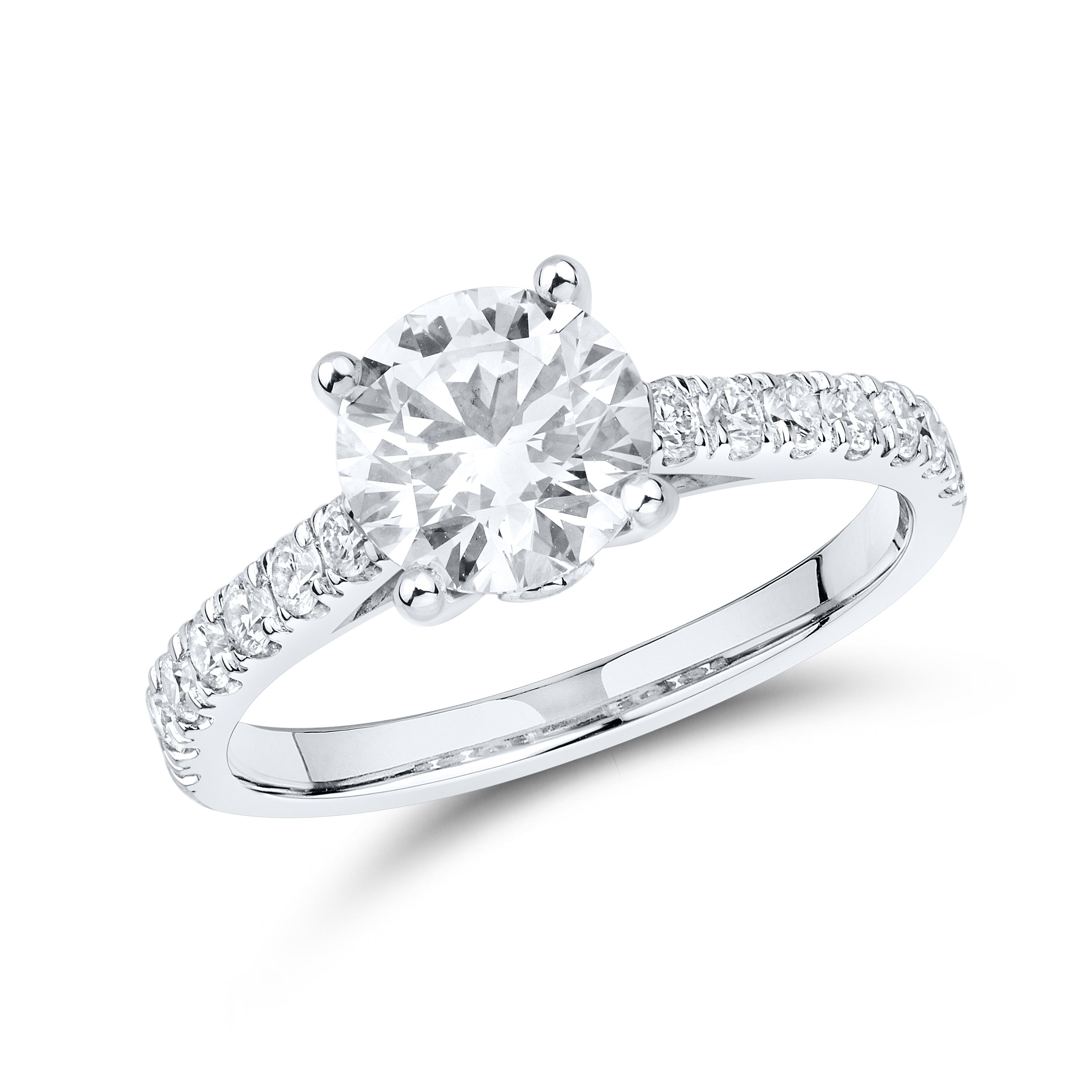 14kt White Gold 1.96 CTW Lab Diamond Round Shape Solitaire Ring