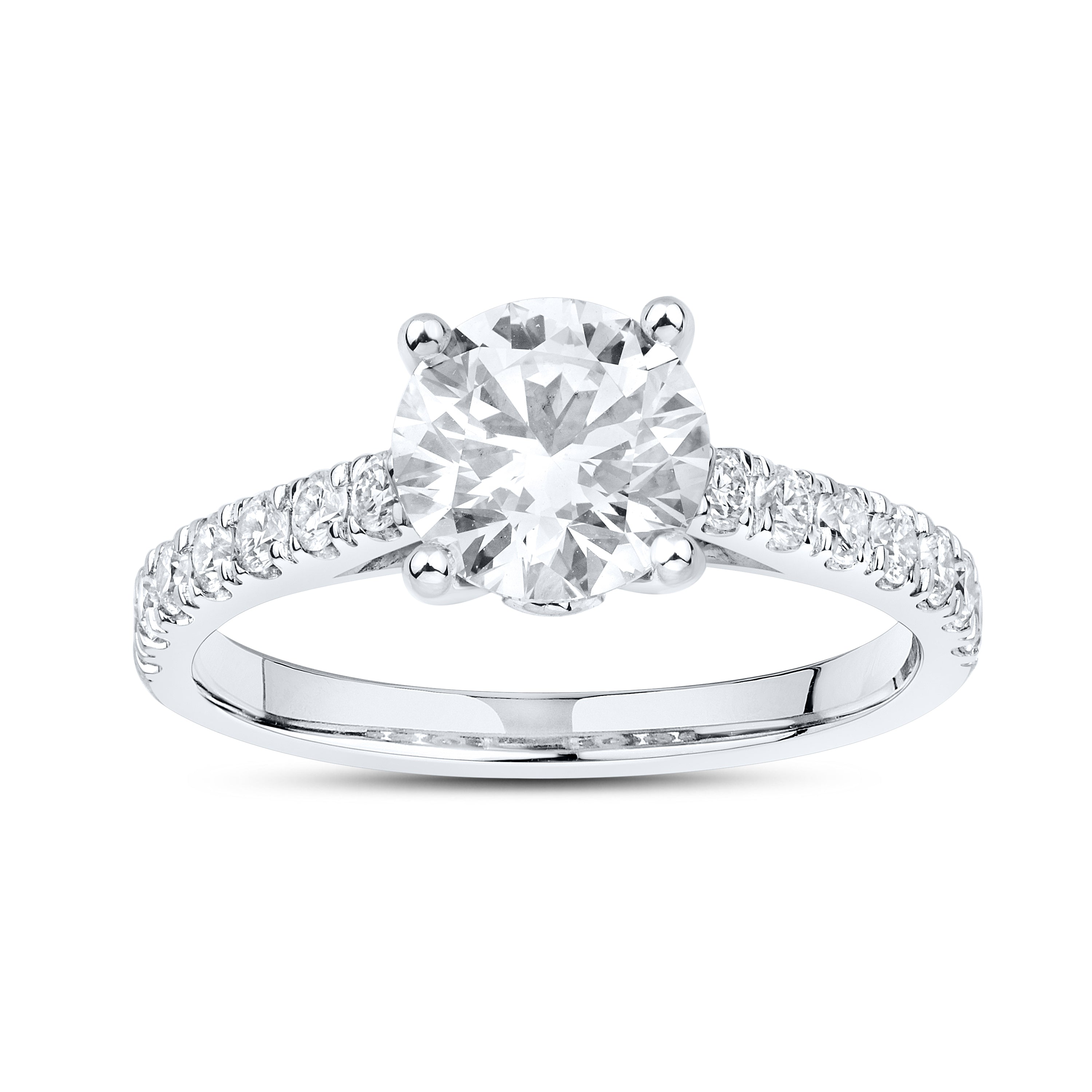 14kt White Gold 1.96 CTW Lab Diamond Round Shape Solitaire Ring