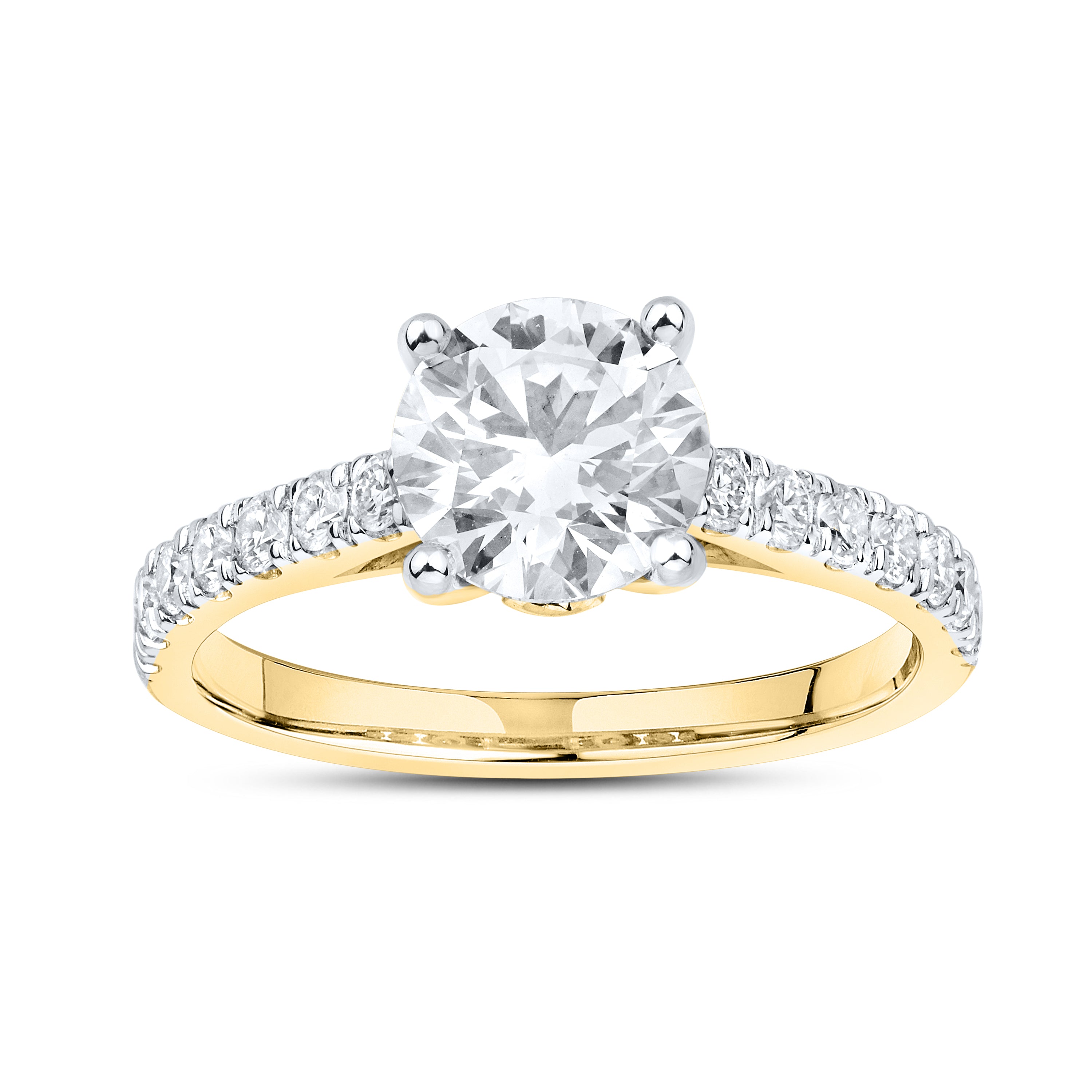 14kt Yellow Gold 1.95 CTW Lab Diamond Round Shape Solitaire Ring