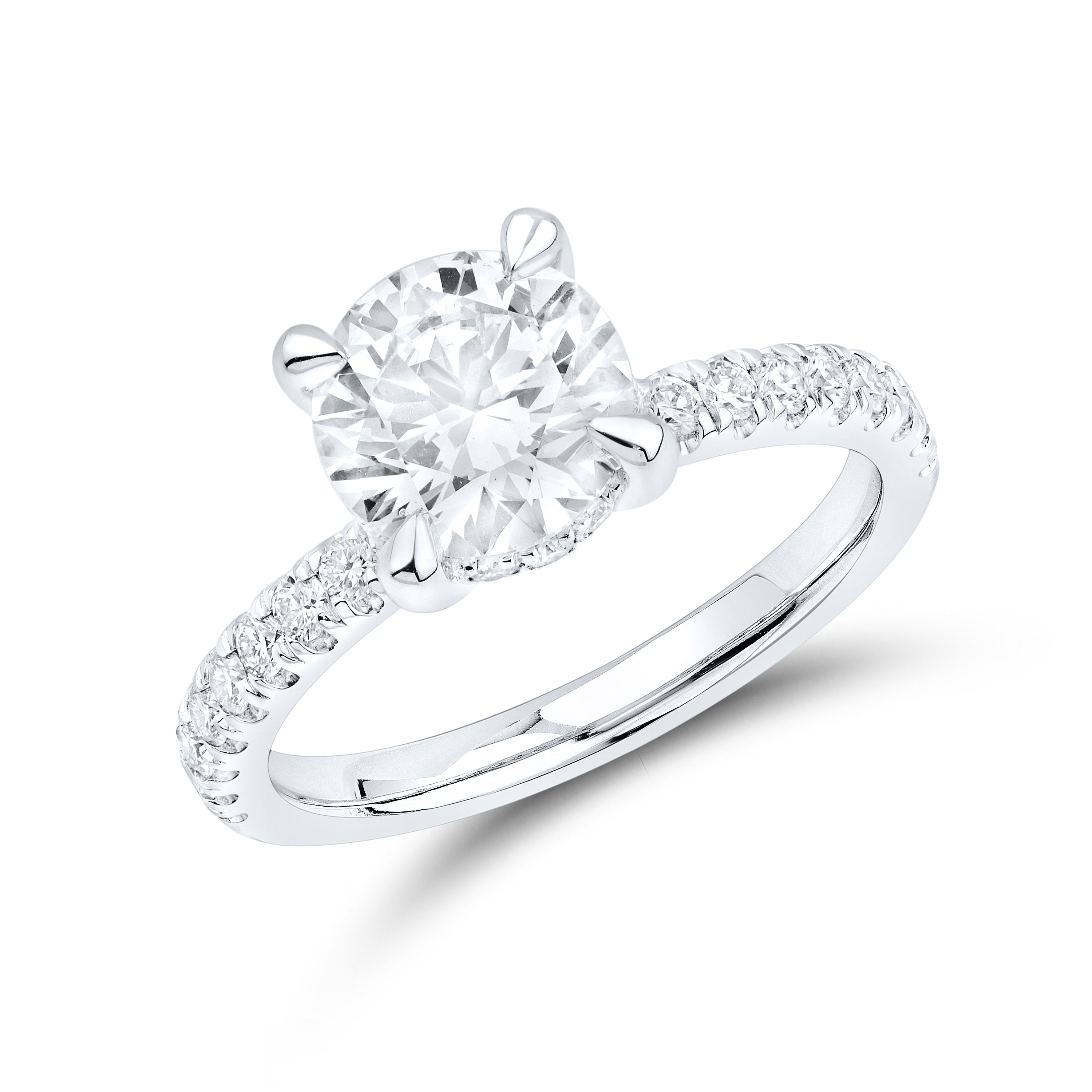 14kt White Gold 2.50 CTW Lab Diamond Round Shape Engagement Ring