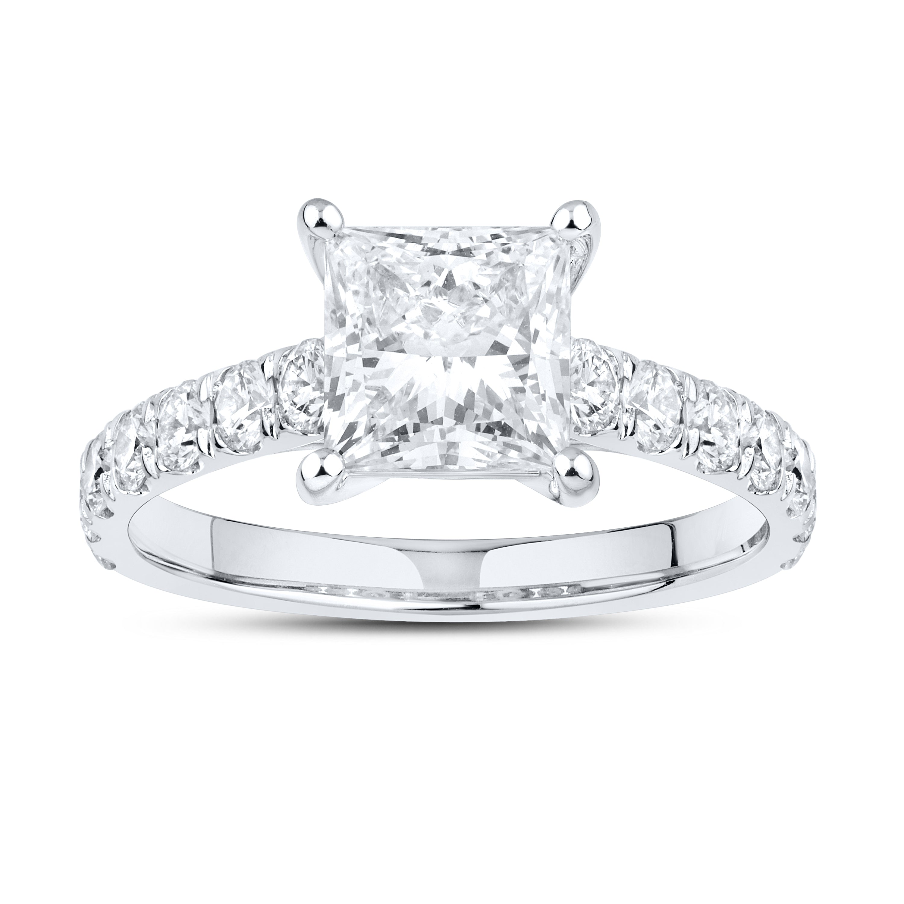 14kt White Gold 2.95 CTW Lab Diamond Princess Shape Solitaire Ring