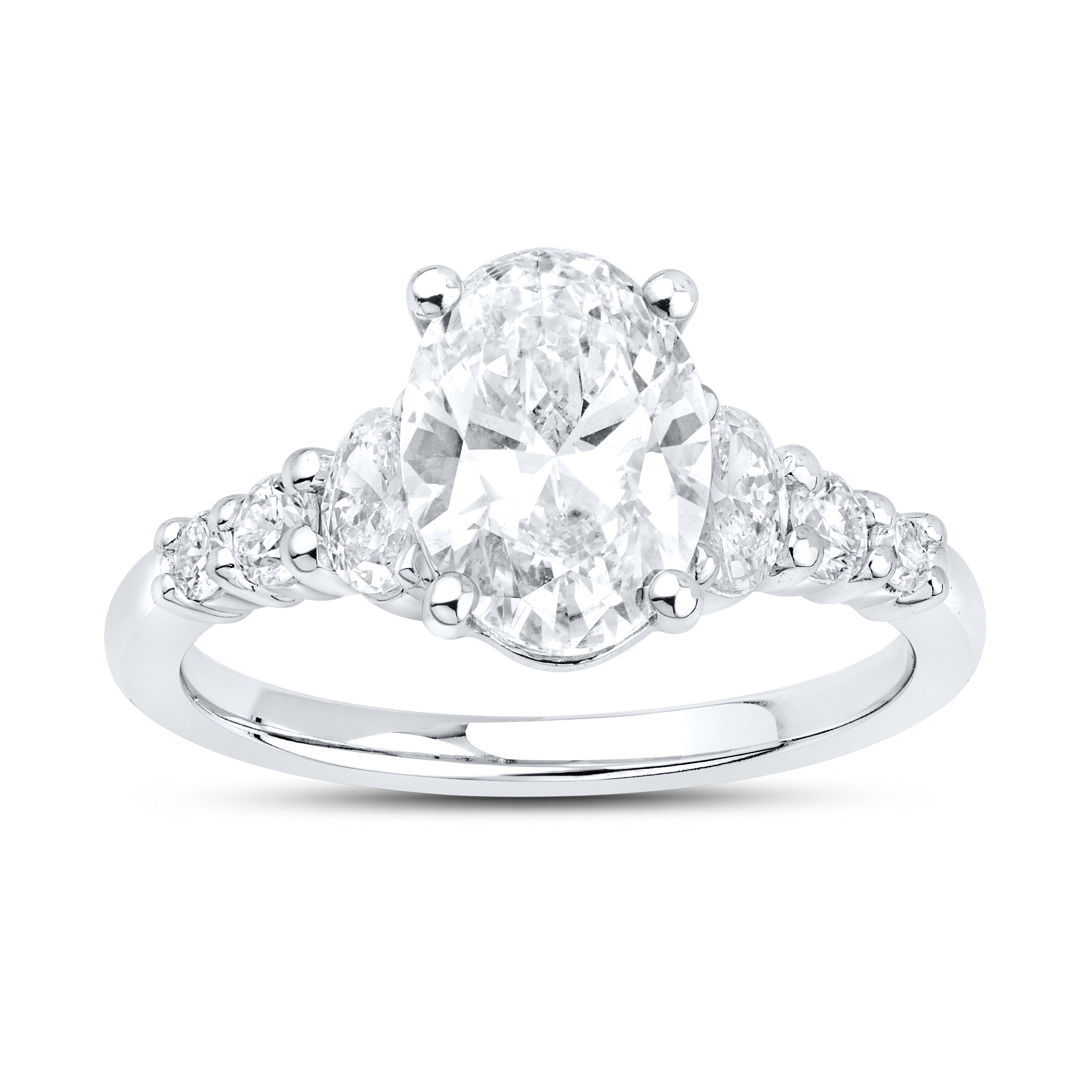 14kt White Gold 2.64 CTW Oval Shape Lab Diamond Engagement Ring