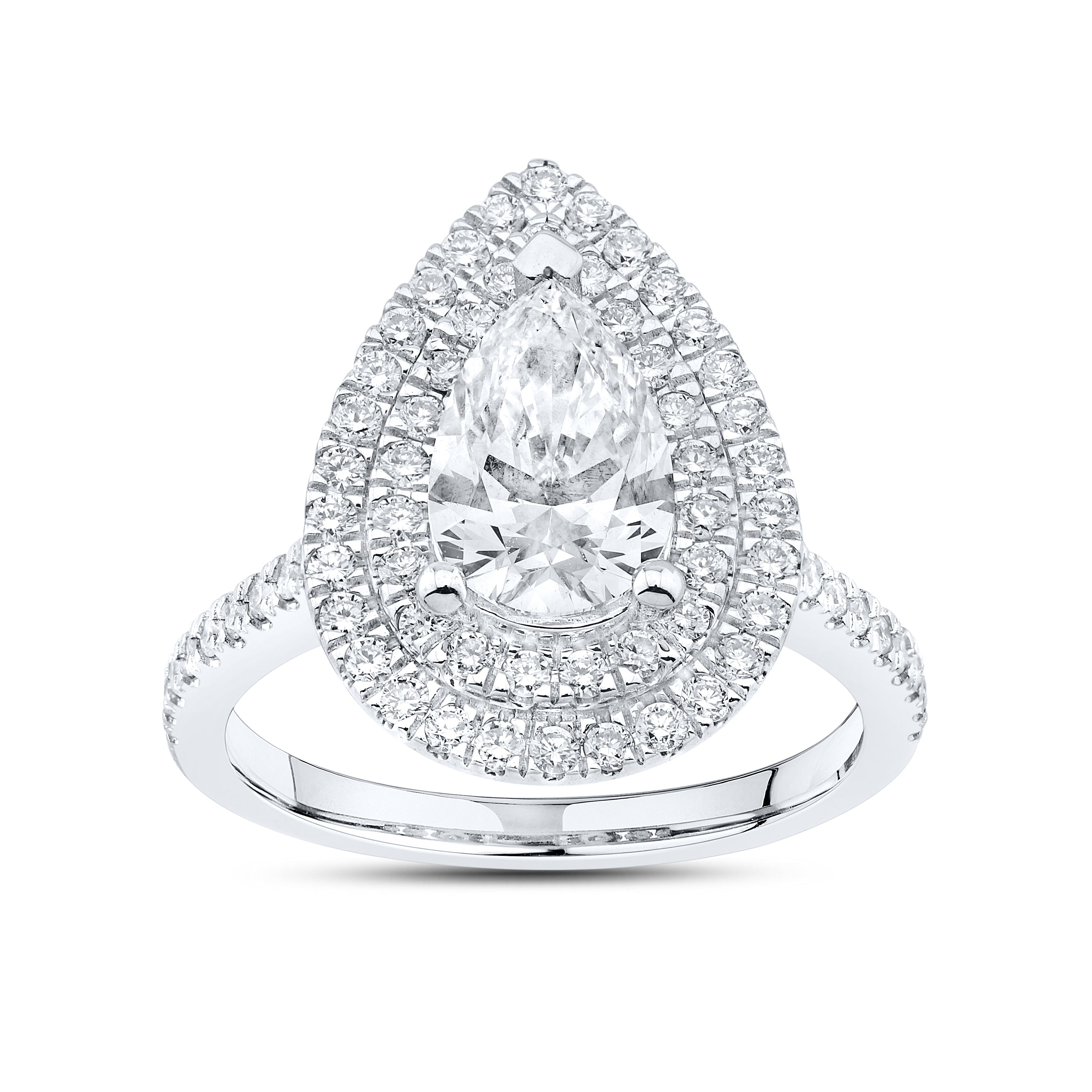14kt White Gold 2.19 CTW Lab Diamond Pear Shape Engagement Ring