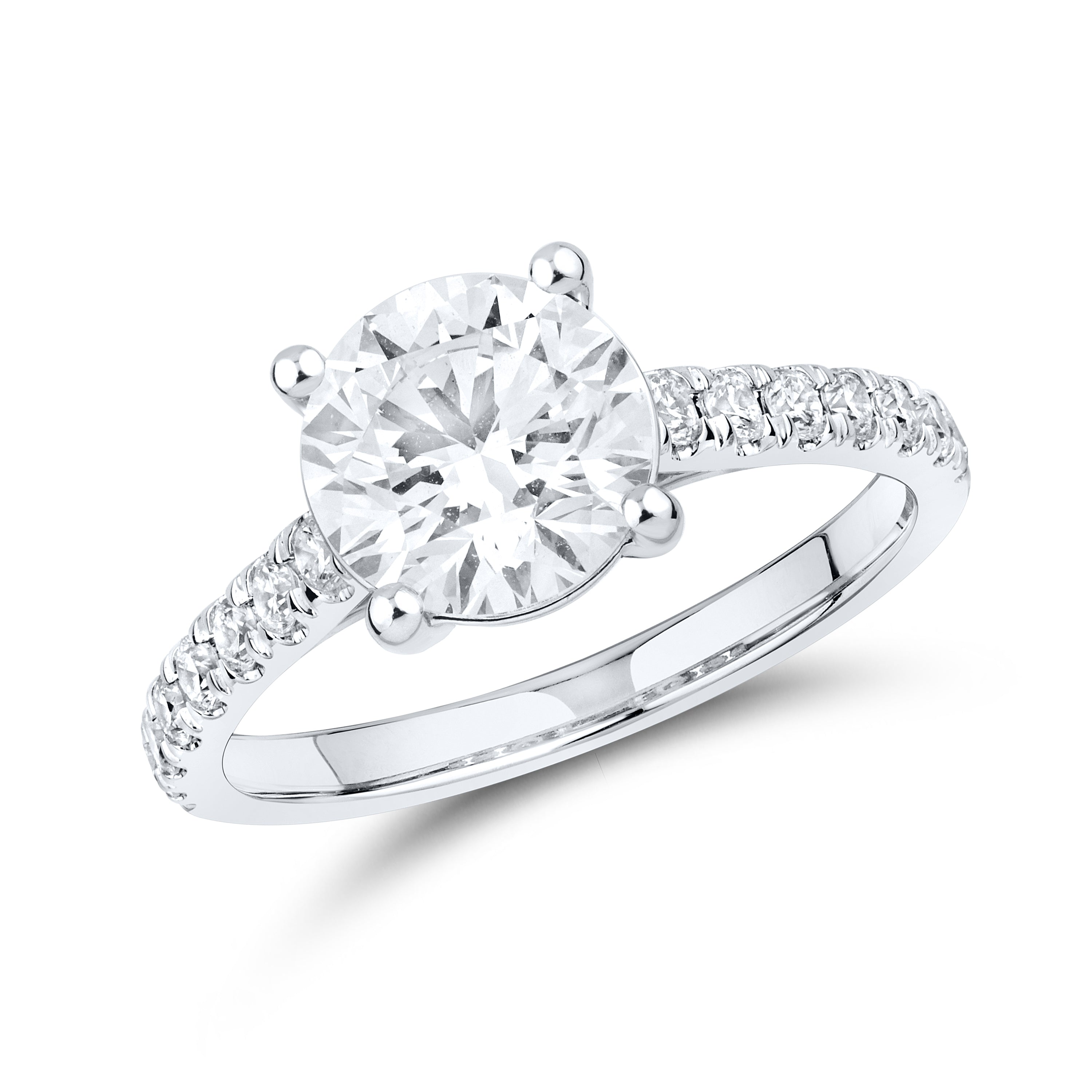14kt White Gold 2.40 CTW Lab Diamond Round Shape Solitaire Ring