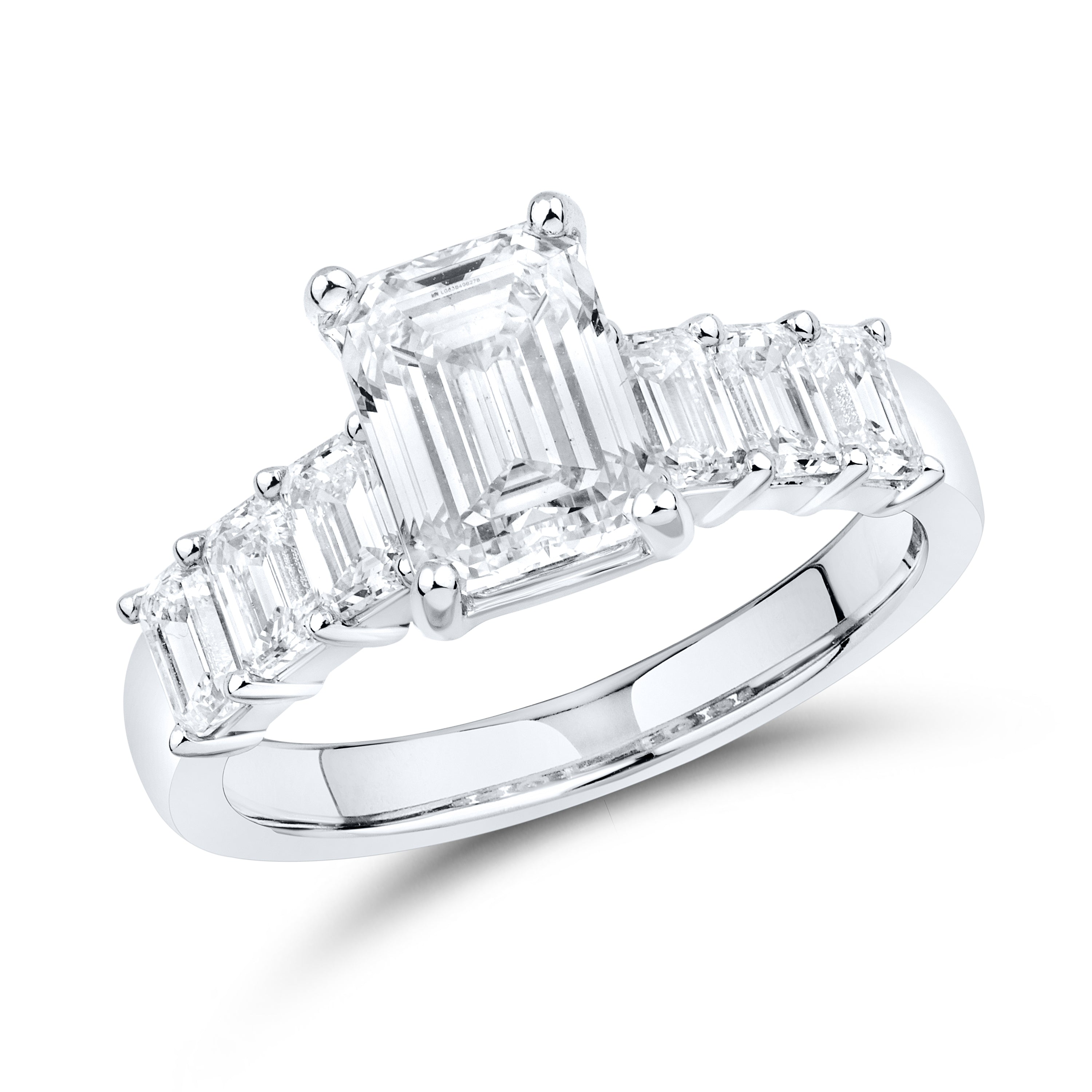 14kt White Gold 3.24 CTW Lab Diamond Emerald Shape Solitaire Ring