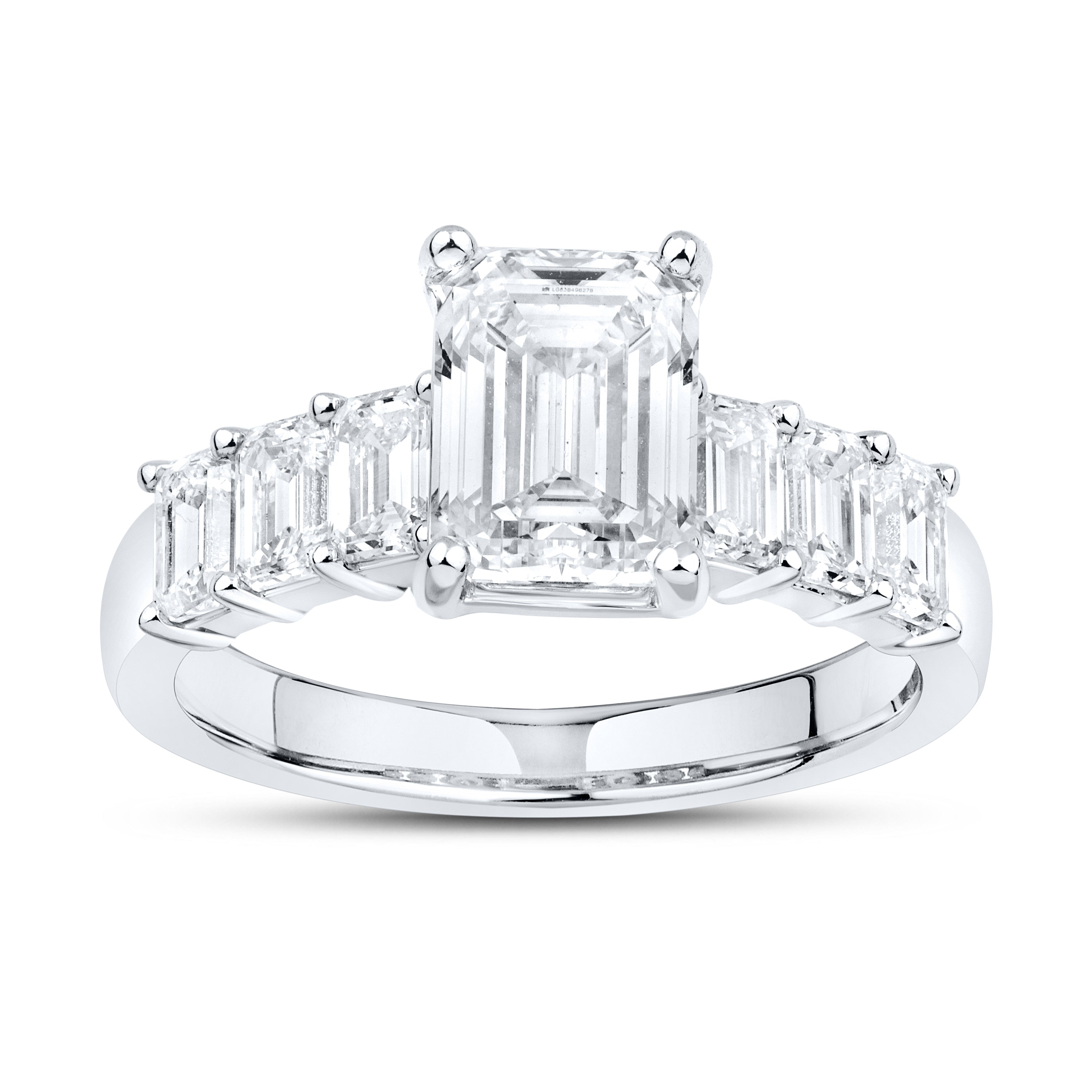 14kt White Gold 3.24 CTW Lab Diamond Emerald Shape Solitaire Ring