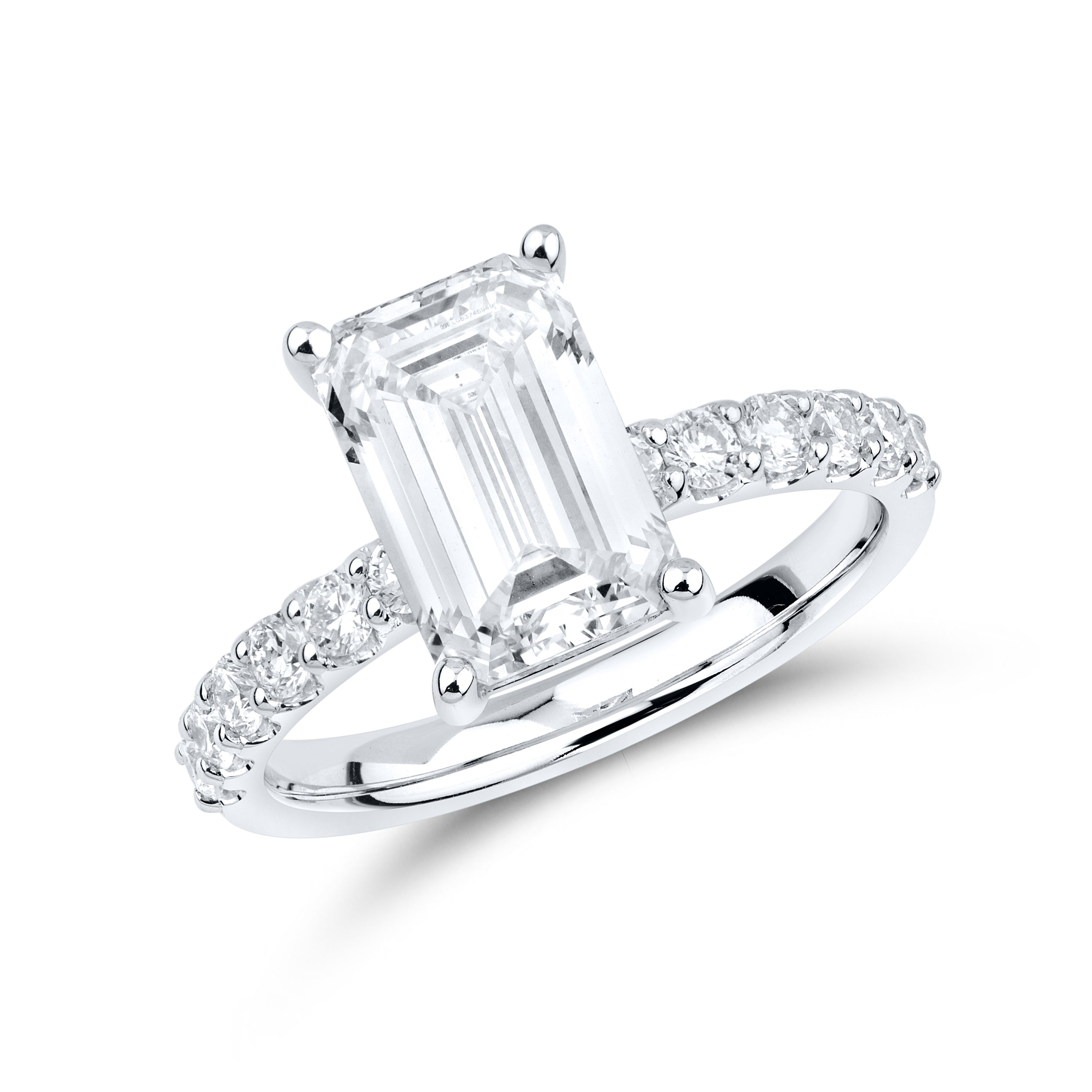 14kt White gold 3.5 CTW Lab Diamond Emerald Shape Engagement Ring