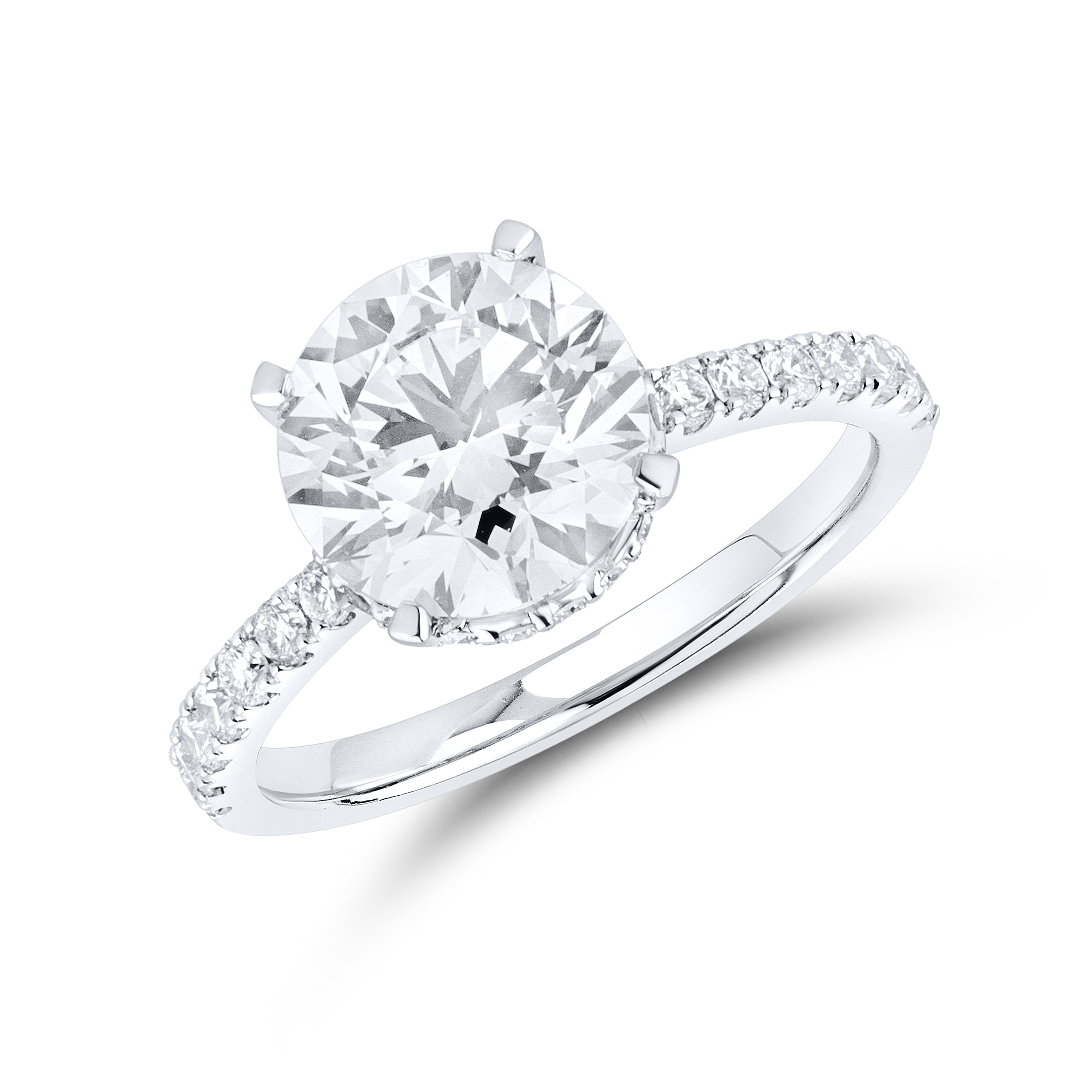 14KT WHITE GOLD LAB DIAMOND 3.50 CTW ROUND SHAPE SOLITAIRE RING