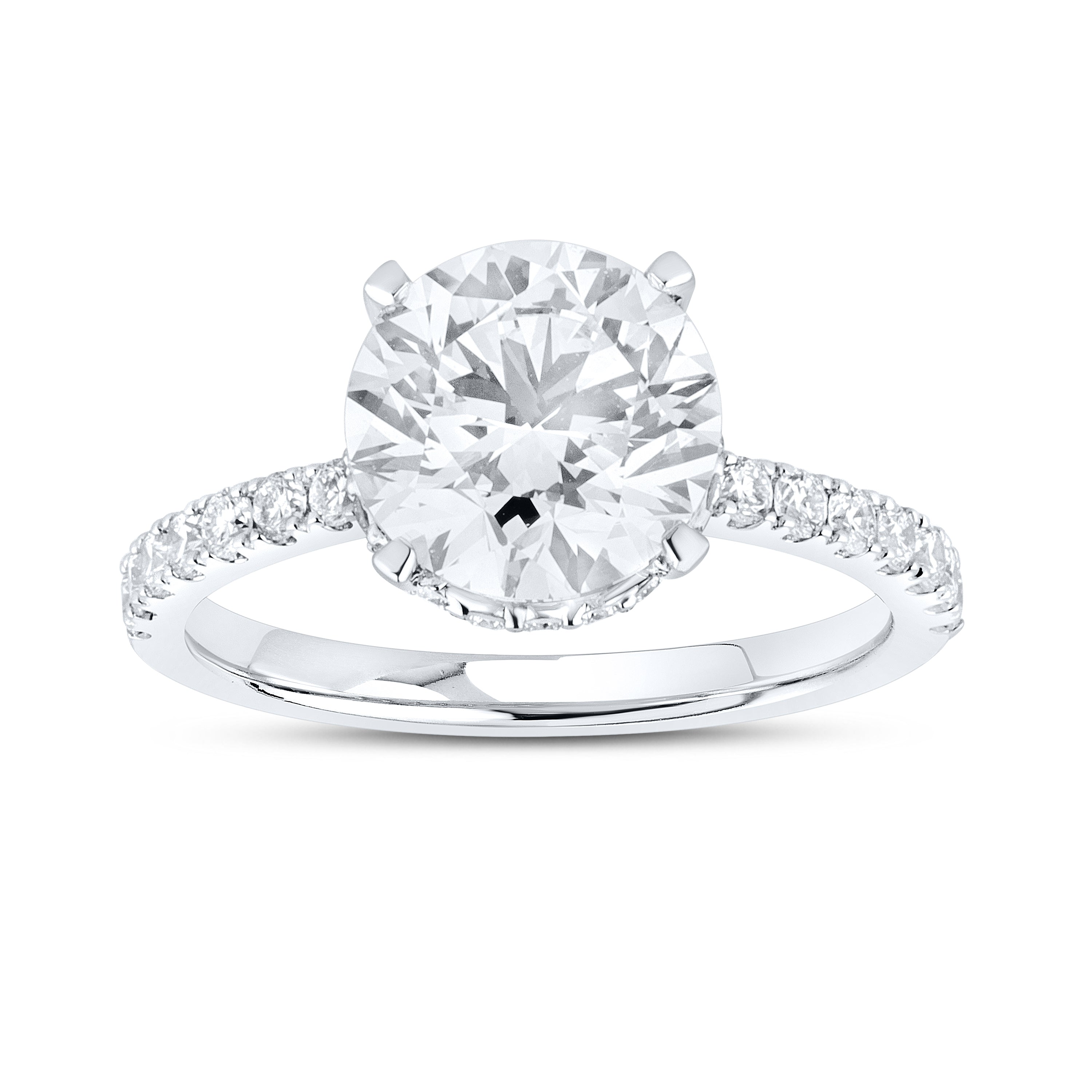 14KT WHITE GOLD LAB DIAMOND 3.50 CTW ROUND SHAPE SOLITAIRE RING